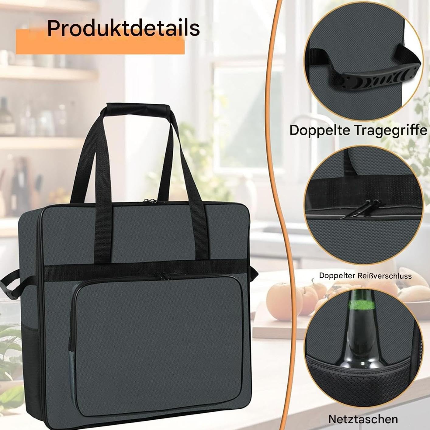 Generisch Borsa da viaggio per macchine per il ghiaccio, con design di apertura frontale e portatile, per il campeggio e la pulizia degli adulti