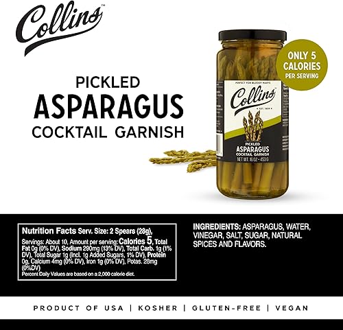 Miniatura 4 de Collins Espárragos gourmet en escabeche  Guarnición premium para cócteles, Bloody Mary, ensaladas, bandejas de carne y queso  Lanzas de espárragos