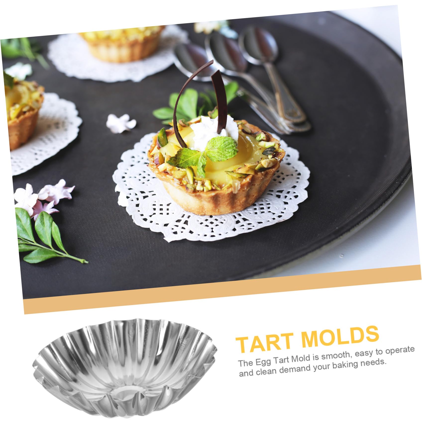 Ciieeo 50piezas Moldes Antiadherentes Para Tartaletas De Huevo De Acero Inoxidable Resistentes Al Calor Para Hornear Postres y Repostería Casa