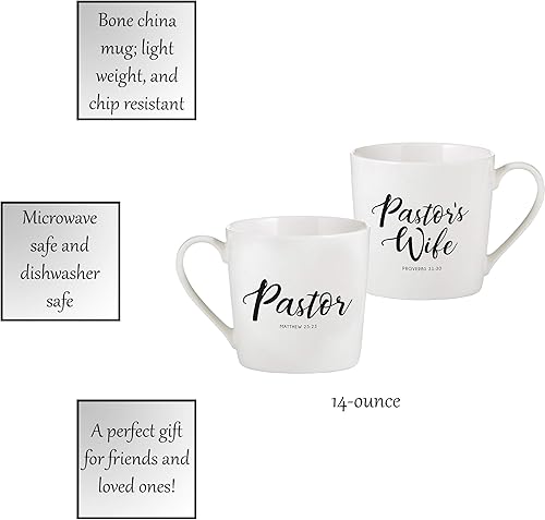 Miniatura 5 de Creative Brands Faithworks - Juego de 2 tazas inspiradoras de porcelana para café, pastor y esposa