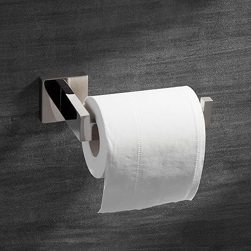 Miniatura 10 de HITSLAM Soporte de papel higiénico negro mate, soporte de pared de acero inoxidable 304 cuadrado para papel higiénico para baño, resistente a la