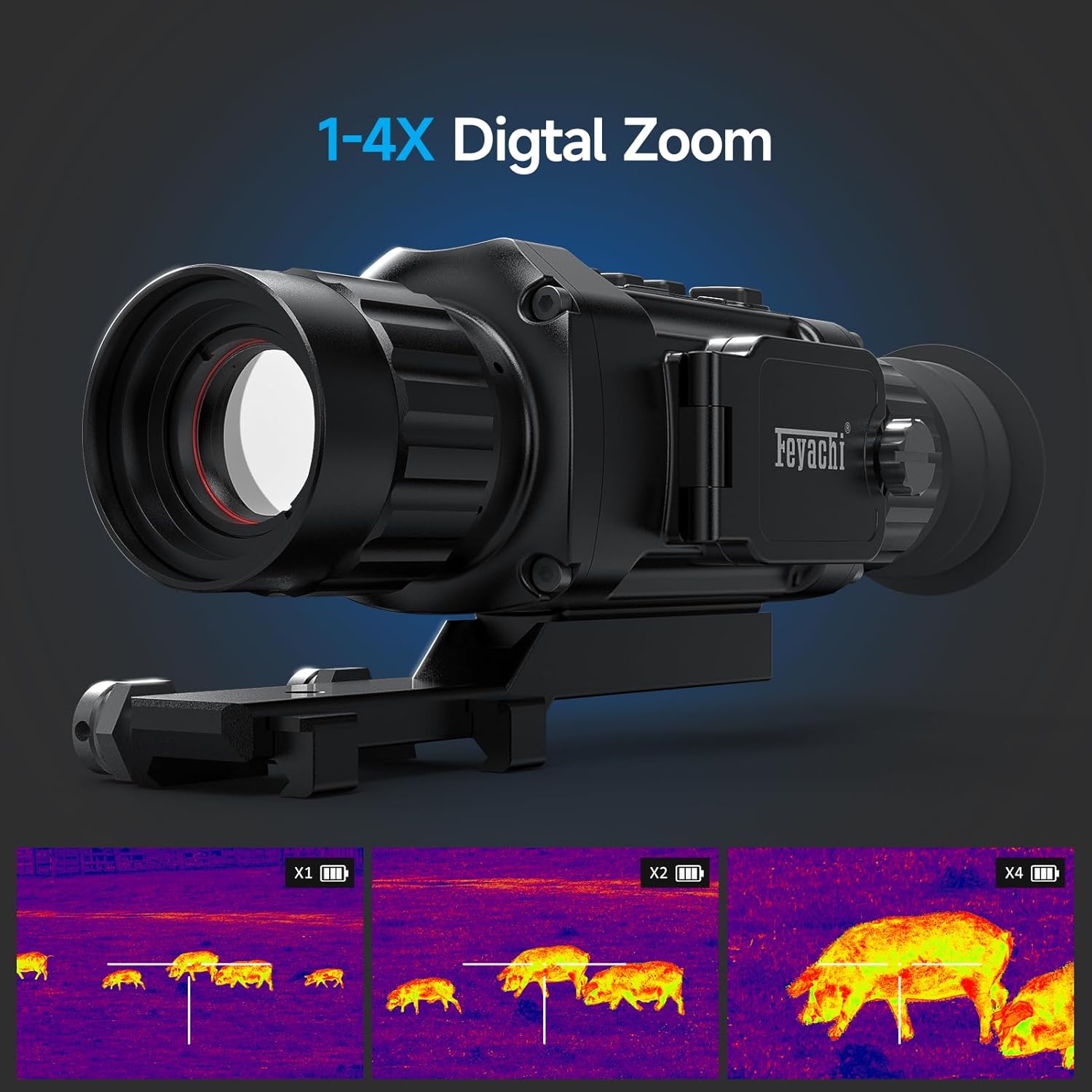 Feyachi Thermal Imaging Rifle Scope 1300-Yard Detection Range Rechargeable Battery 12-Hour runtime IPX7 Waterproof Rating Thermal Night Vision Scope with 6 Color Palettes for Hunting