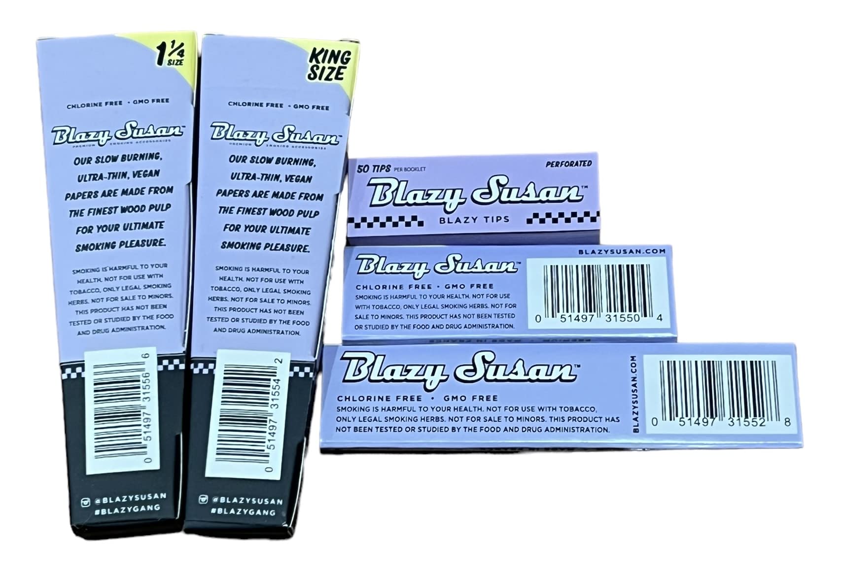 Blazy Susan Ultimate Combo Pack Pink & Purple 1 1/4 King Size Papers + Cones + Tips + RSV Scoop Card