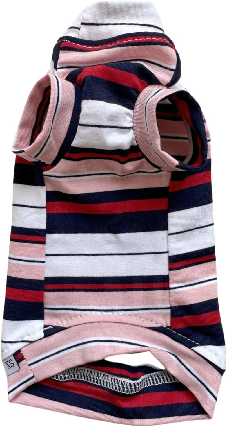Vintage Stripes Sphynx Hairless Cats Turtleneck Shirt Cotton for Sphinx Cat | Turtleneck Pet Clothes, T-Shirts with Sleeves,Soft Material, Four Season Sweater, Cats & Small Dogs Apparel