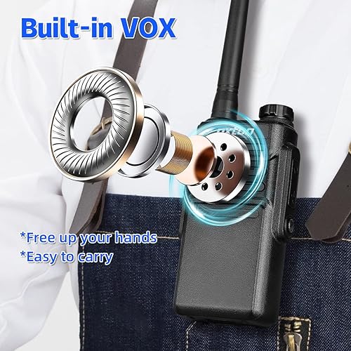 Miniatura 6 de pxton Walkie talkies impermeables de largo alcance para adultos, trabajo y al aire libre con auriculares y base de carga rápida, radio bidireccional