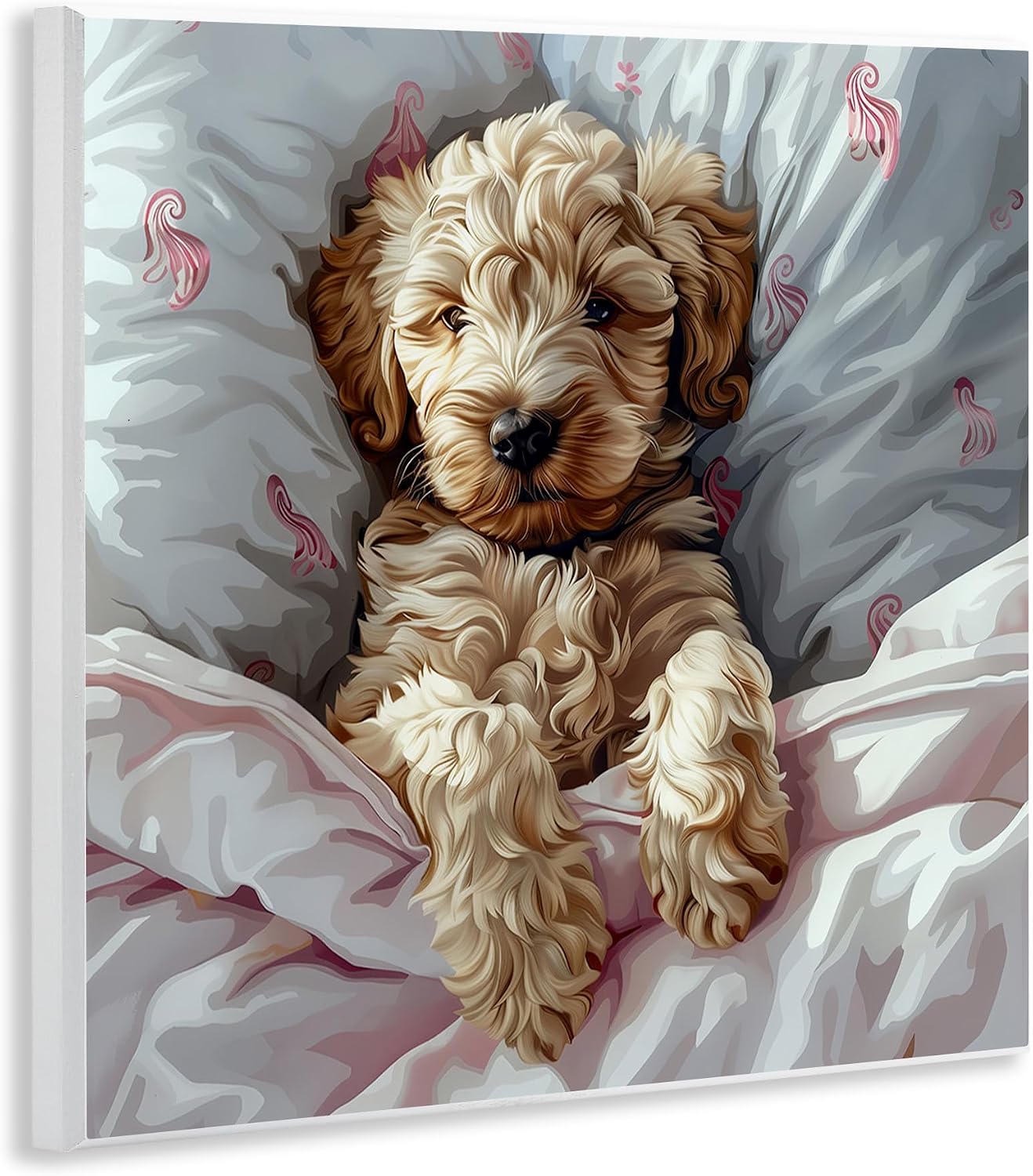 Stupell Industries 'Nap Time Cuddling Labradoodle'| Wall Plaque Art | Stupell Industries | 12 x 12 Inches, Easy to Hang and Sturdy, Made in USA, by Jim Baldwin