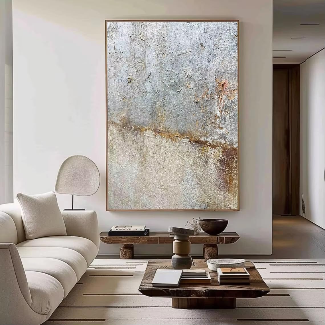 DFZEWKI Brown Black Painting Mural Brown Beige Black Abstract Painting Modern Abstract for Living Room Home Decor(60x80cm(24x31in)/No frame)