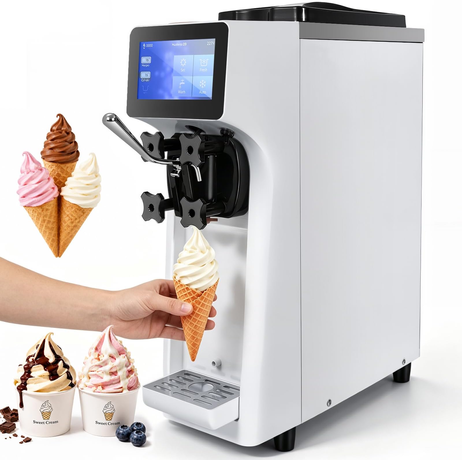 VEVOR Commercial Ice Cream Machine 10.6 QT/H Soft Serve Ice Cream Maker