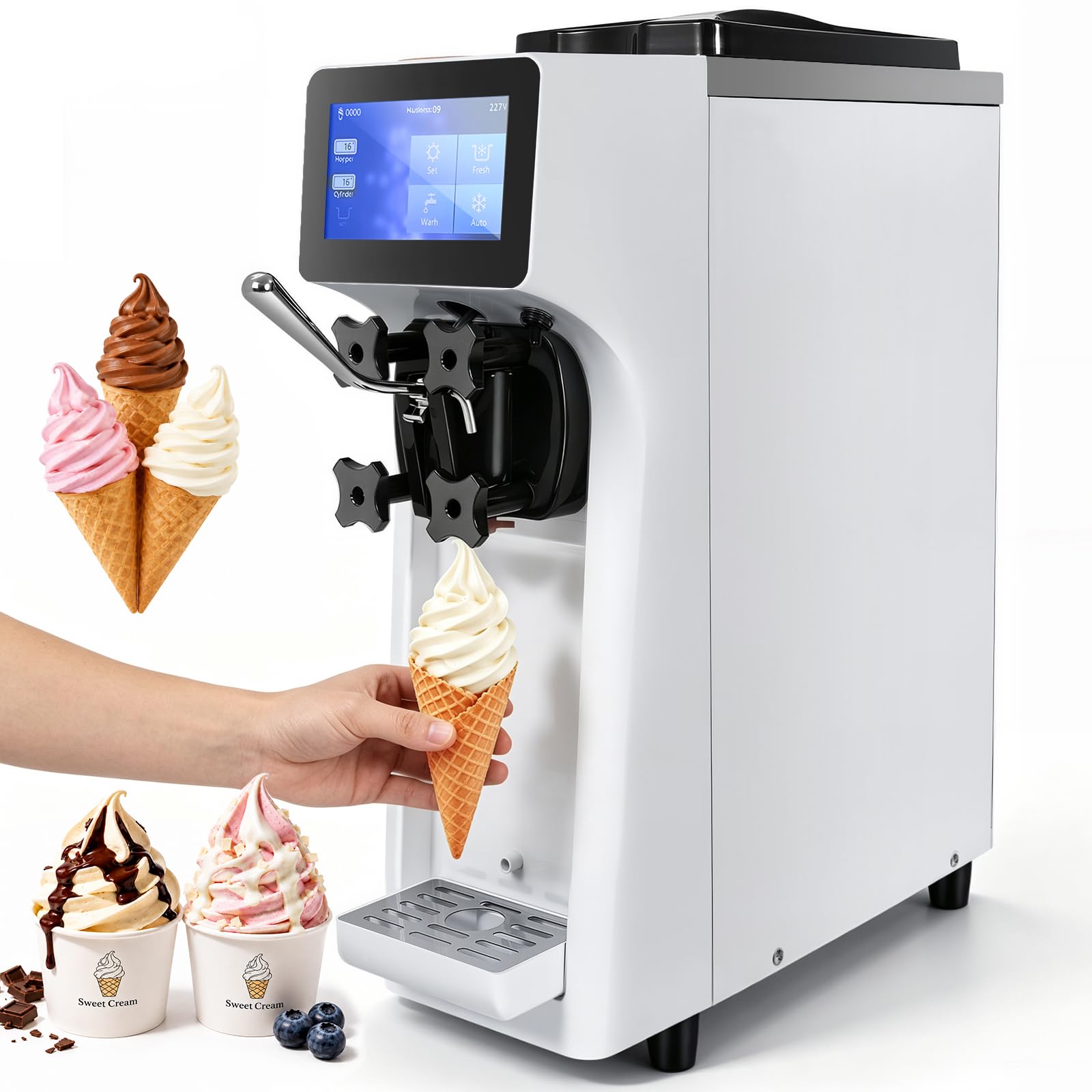 VEVOR Commercial Ice Cream Machine 10.6 QT/H Soft Serve Ice Cream Maker