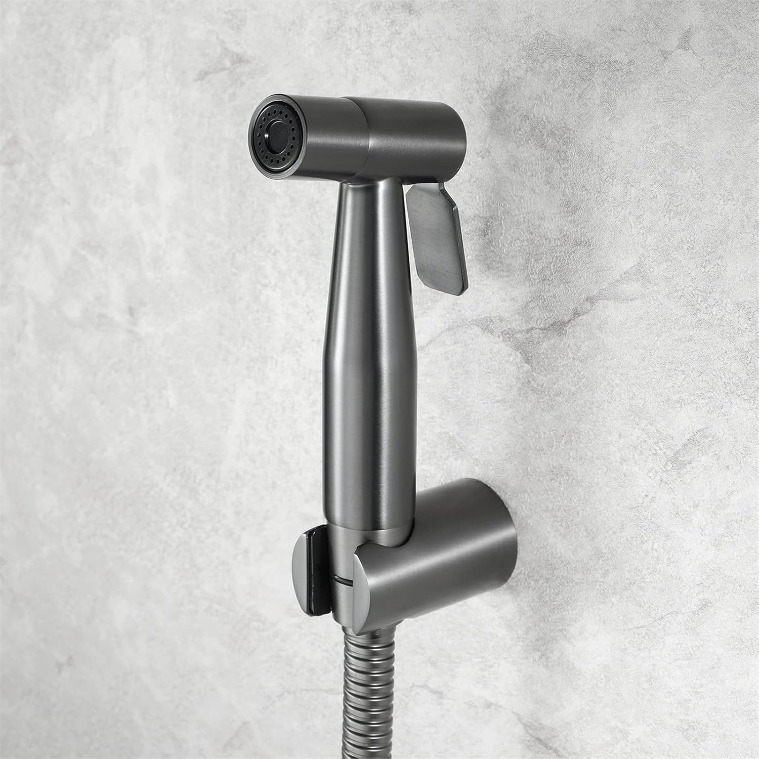 Pulverizador de bidé de inodoro de mano, grifo de bidé de acero inoxidable, rociador de montaje en pared de baño, ducha higiénica de bidé autolimpiante, metal plomizo, gris