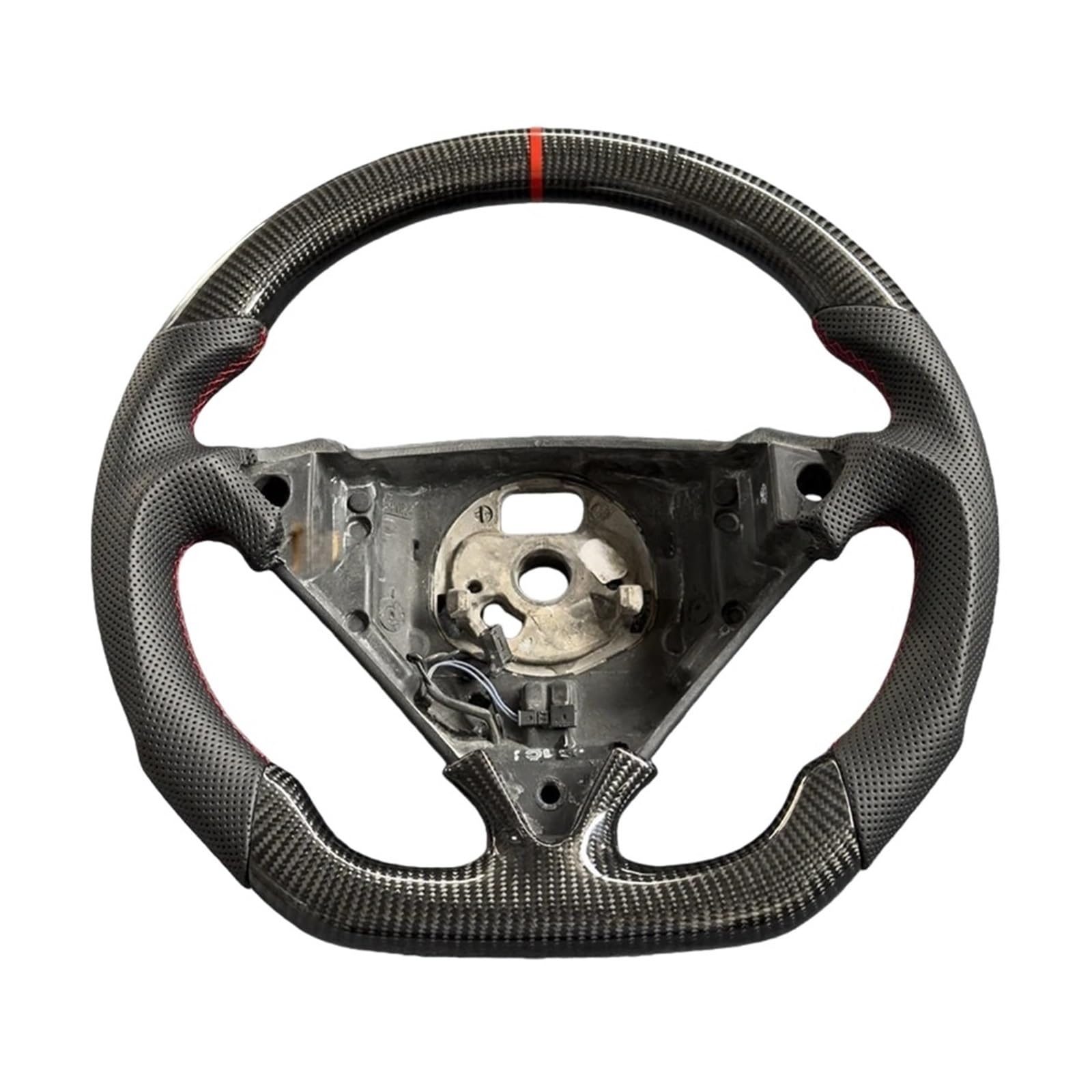Volant brillant en Fiber de carbone véritable, Compatible avec Porsche Turbo 955 957, cuir haut de gamme, Style personnalisé(Style 1)