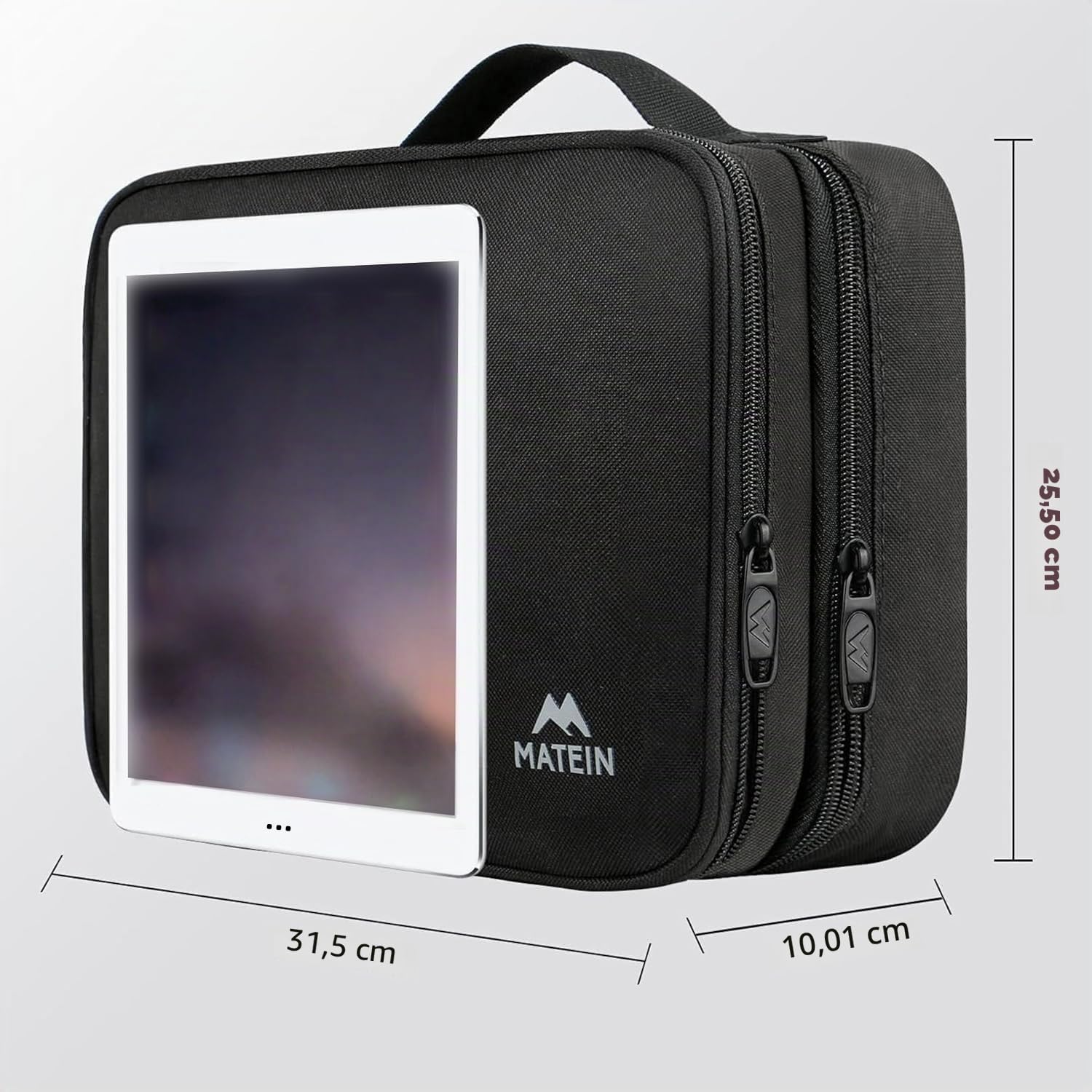 MATEIN Sac Organisateur de Câbles, 2 Couches Noir pour Téléphone Portable, iPad, Chargeur, Alimentation Mobile - Rangement Portable