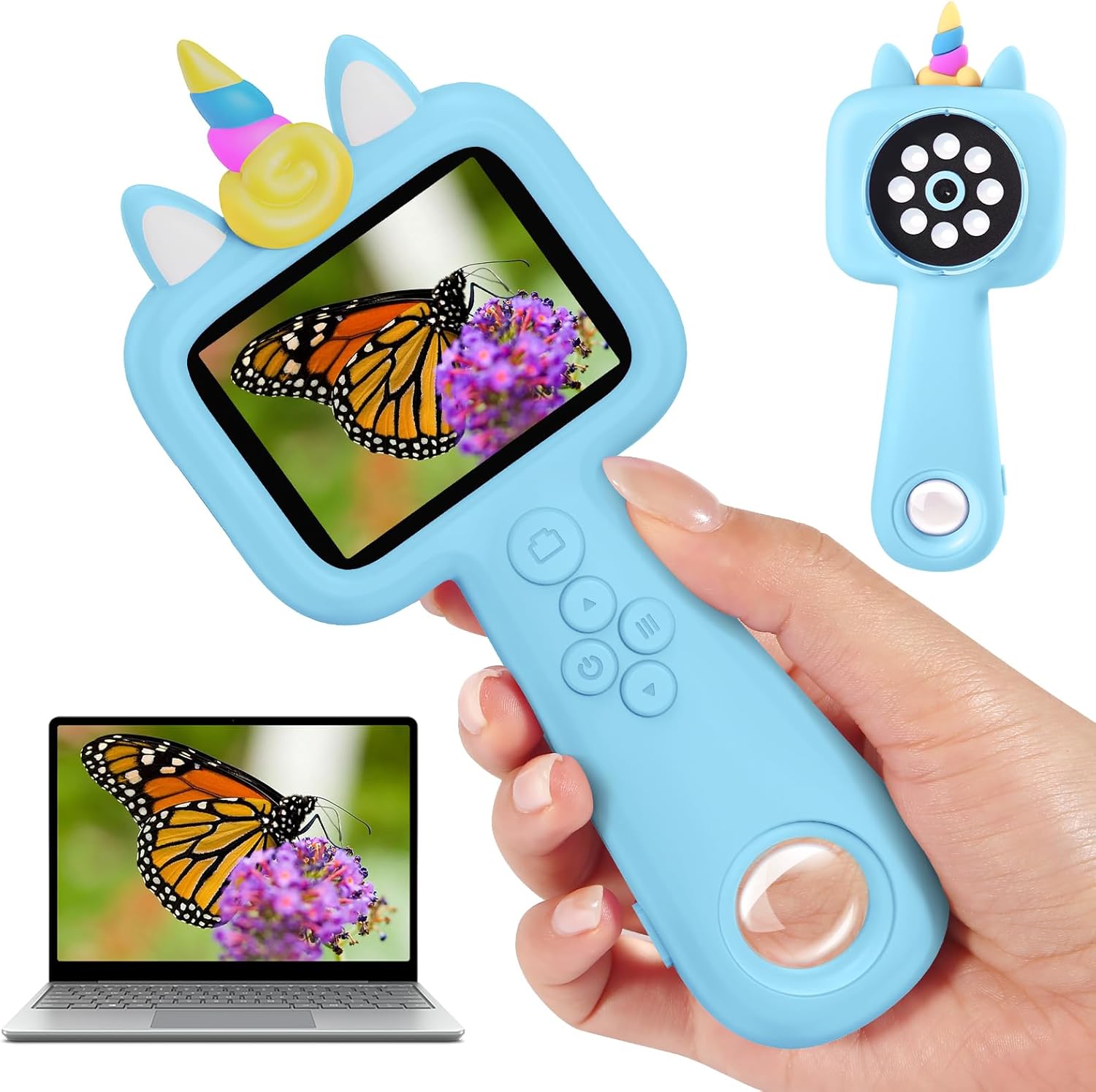 Magnify 2.4" Microscope for Kids, 600X-4800X Handheld Digital Miniscope, Portable Pocket Magnification Microscope Photo & Video | Education Toys for Age 3 4 5 6 7 8 9 10 Girls Boys