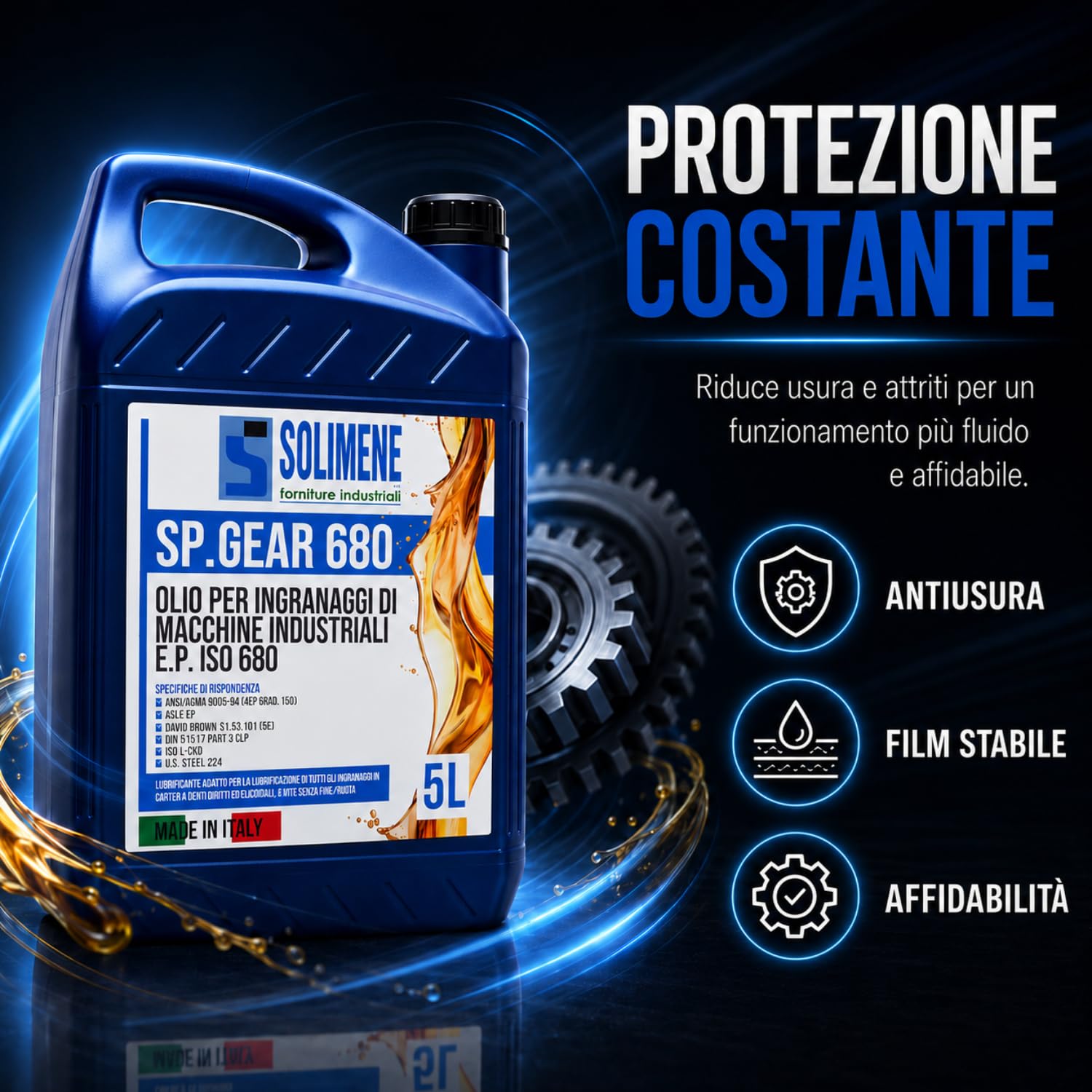 Olio per Ingranaggi Industriali EP ISO VG 680, 5 Litri - Lubrificante Gear Oil CLP Estrema Pressione, Antiusura e Antischiuma - DIN 51517/3, AGMA 9005, ISO L-CKD