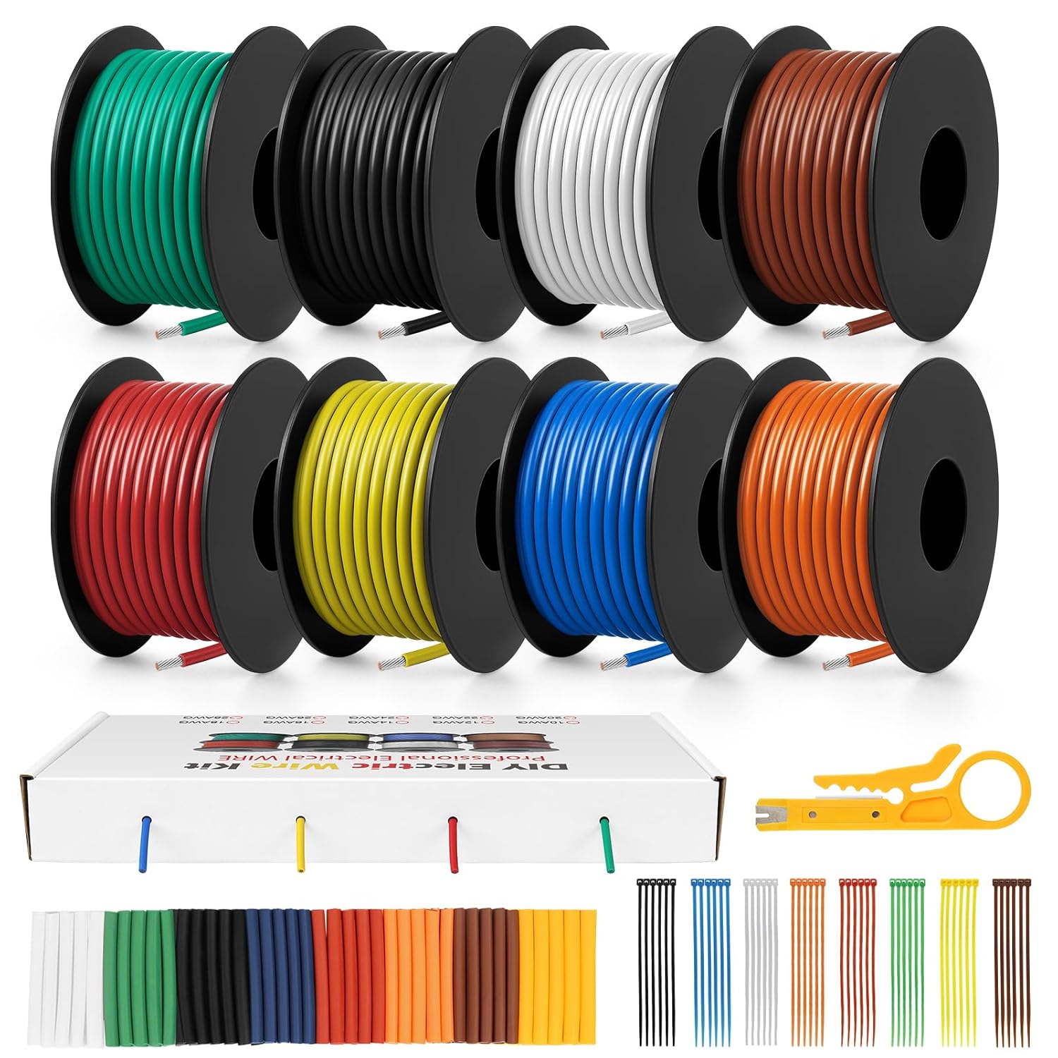 inShareplus 22 AWG 0.3mm² Electrical Wire, Flexible Silicone Tinned Copper Wire Kit with 8 Colors (6.1 Meters/20Feet Each), 22 Gauge Stranded Wire Hook Up Cable for DIY, Automotive, Home inShareplus 22 AWG 0.3mm² Electrical Wire, Flexible Silicone Tinned Copper Wire Kit with 8 Colors (6.1 Meters/20Feet Each), 22 Gauge Stranded Wire Hook Up Cable for DIY, Automotive, Home