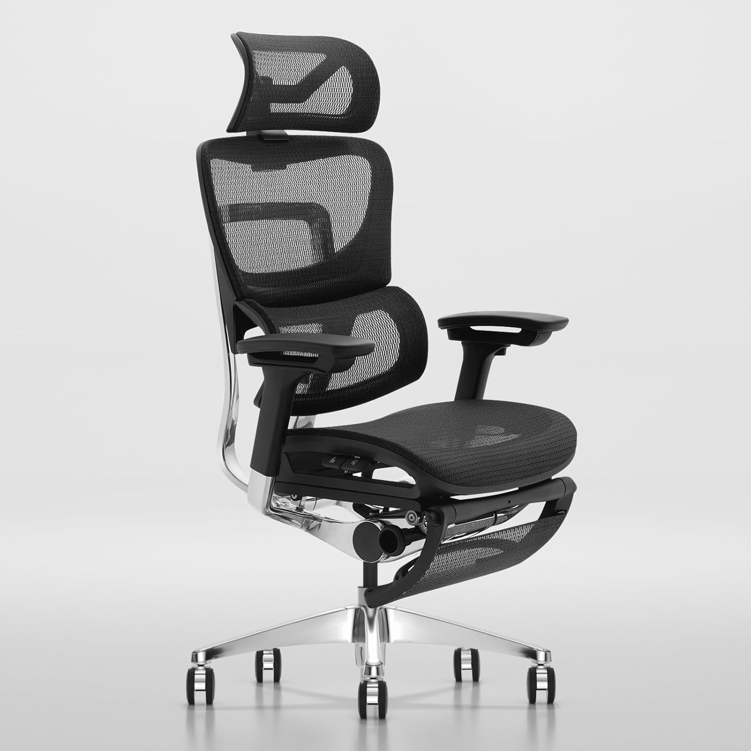 Odinlake 743-Plus Big  Tall Office 500lbs, Heavy Duty Ergonomic Mesh, High Back Swivel Computer Lumbar Support  4D Arms，Adjustable Wide Seat Home Desk Chair Headrest, Black + Footrest              
 Office, Study Room