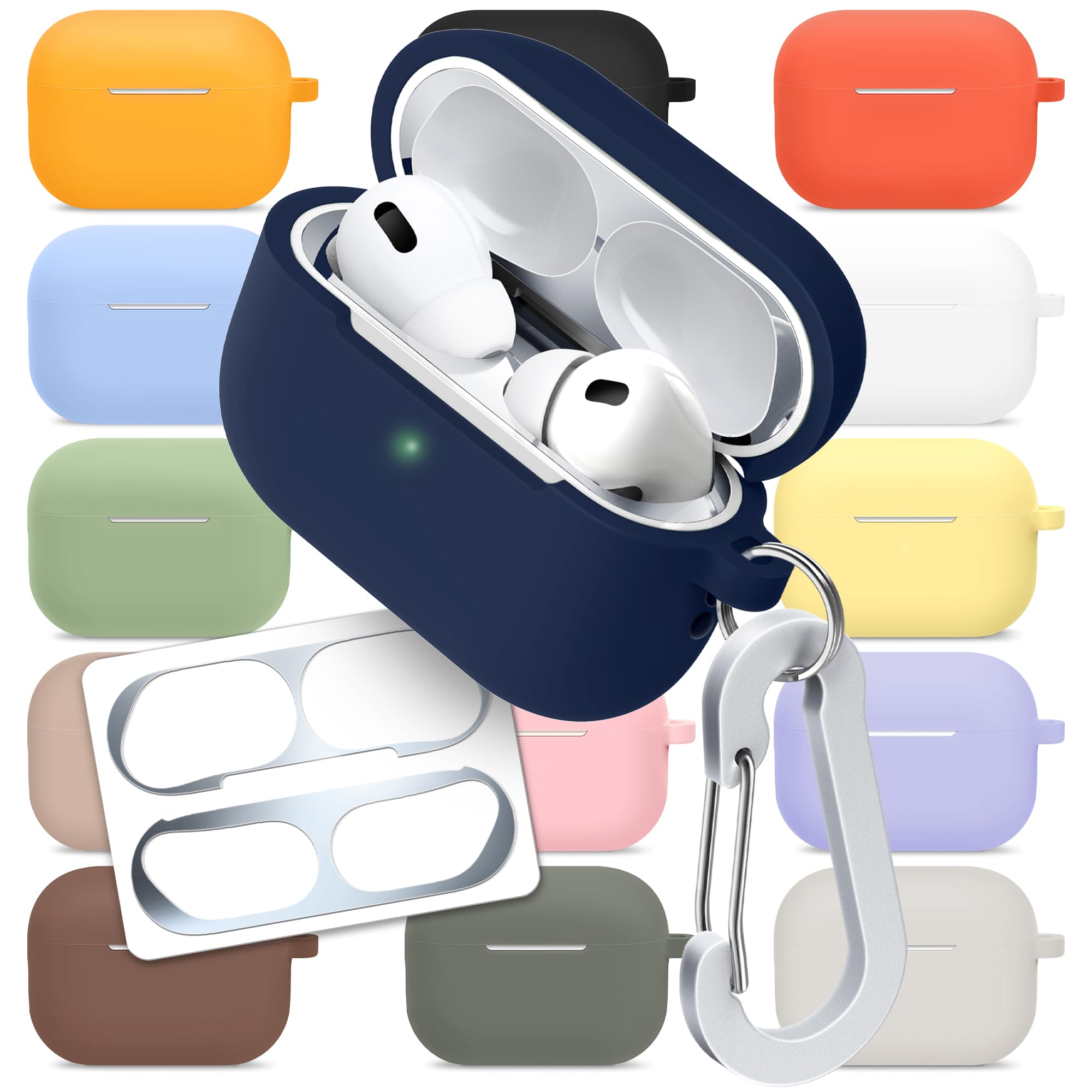 [3 in 1] AirPods Pro 3 Silicone Case + Anti-Lost Carabiner + Dust Guard Metal Film, Protective Cover with Keychain for Apple AirPods Pro3 (2025) — view 46