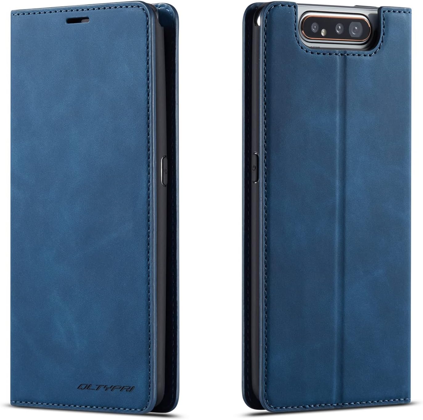 Case for Samsung Galaxy A80 A90, Premium PU Leather Cover TPU Bumper with Card Holder Kickstand Hidden Magnetic Adsorption Flip Wallet Case Cover for Samsung Galaxy A80 A90 - Blue