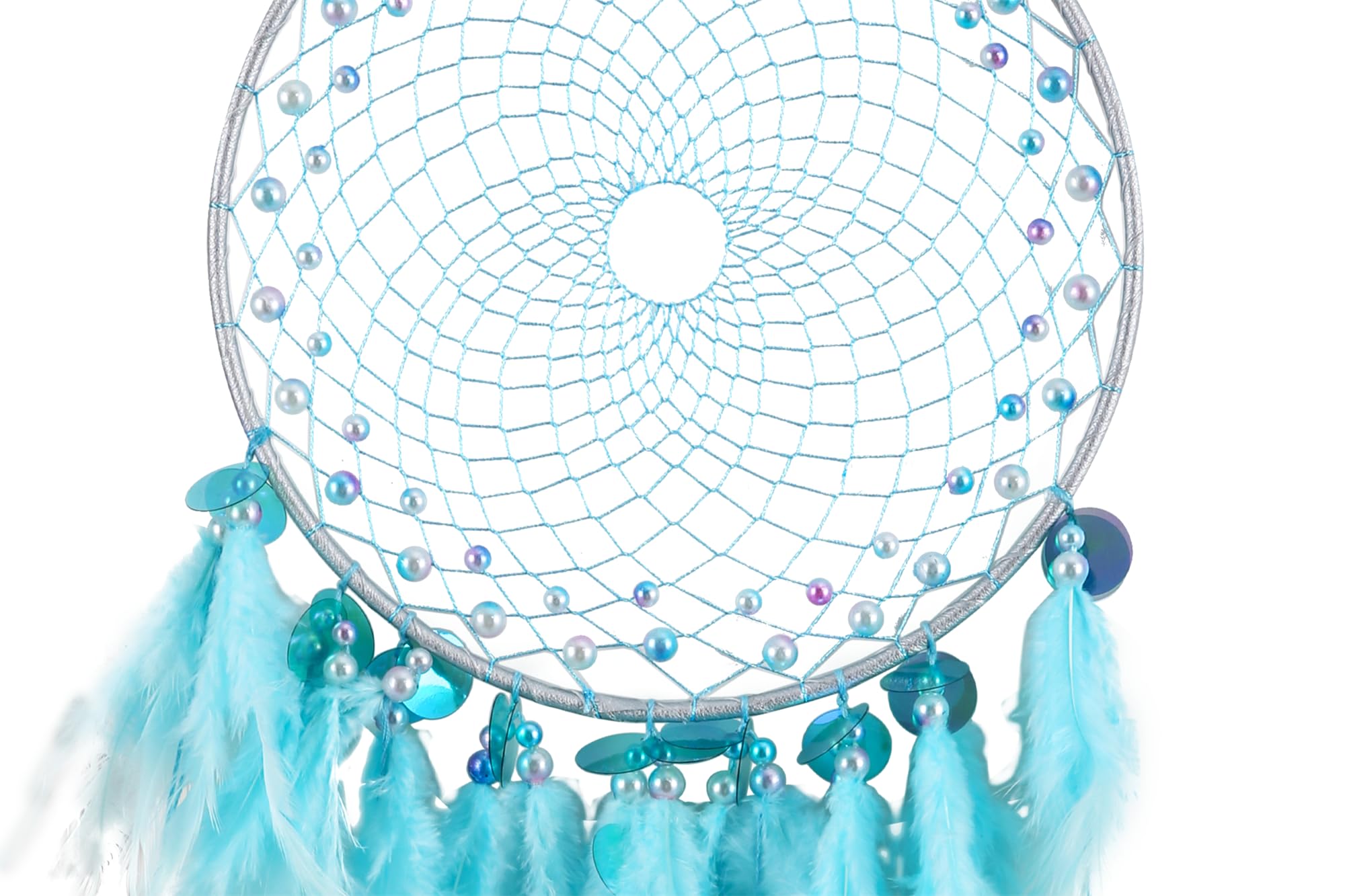 Atrapasueños grande, atrapasueños de plumas naturales, atrapasueños de perlas de cristal ABS, hecho a mano para colgar adornos, decoración de pared de dormitorio, decoración de árbol de Navidad,