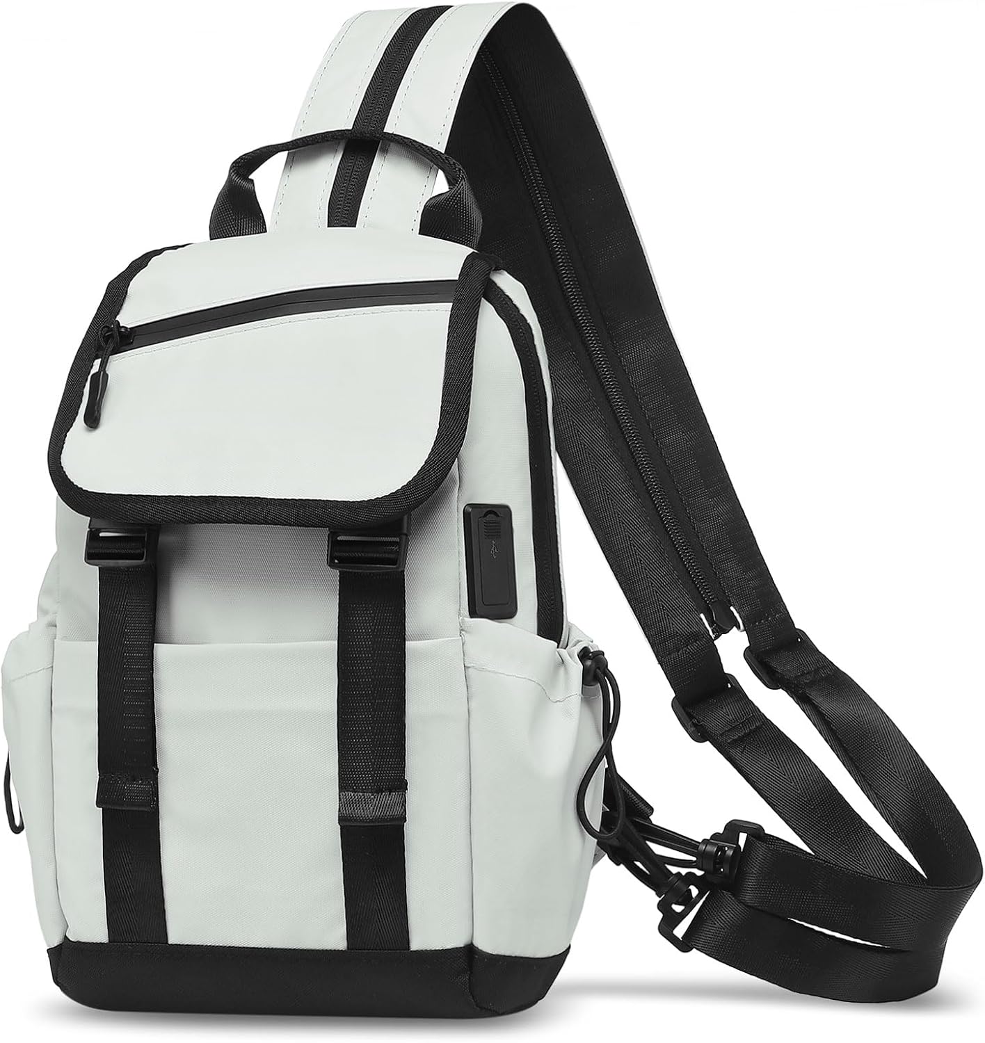 Mini Backpack for Women Men, Convertible Anti Theft Sling Bag with USB Charge Port, Lightweight One Strap Casual Pack for Travel (Beige)