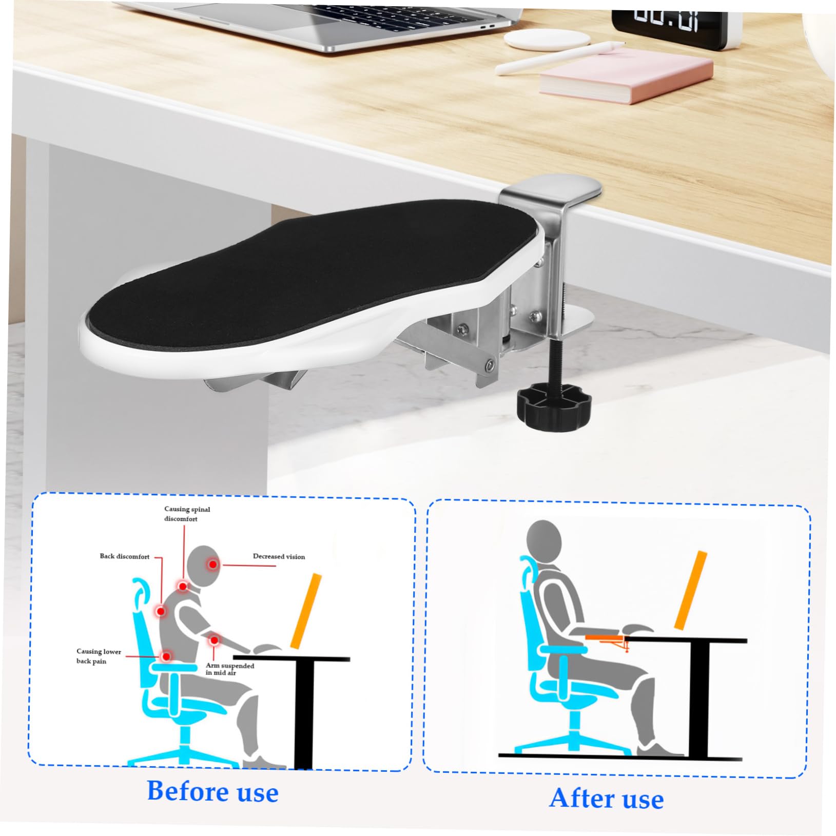 Reposabrazos Plegable Para Escritorio De Soporte Ergonómico Abrazadera Descanso Cómodo Para Brazos y Para De Casa y