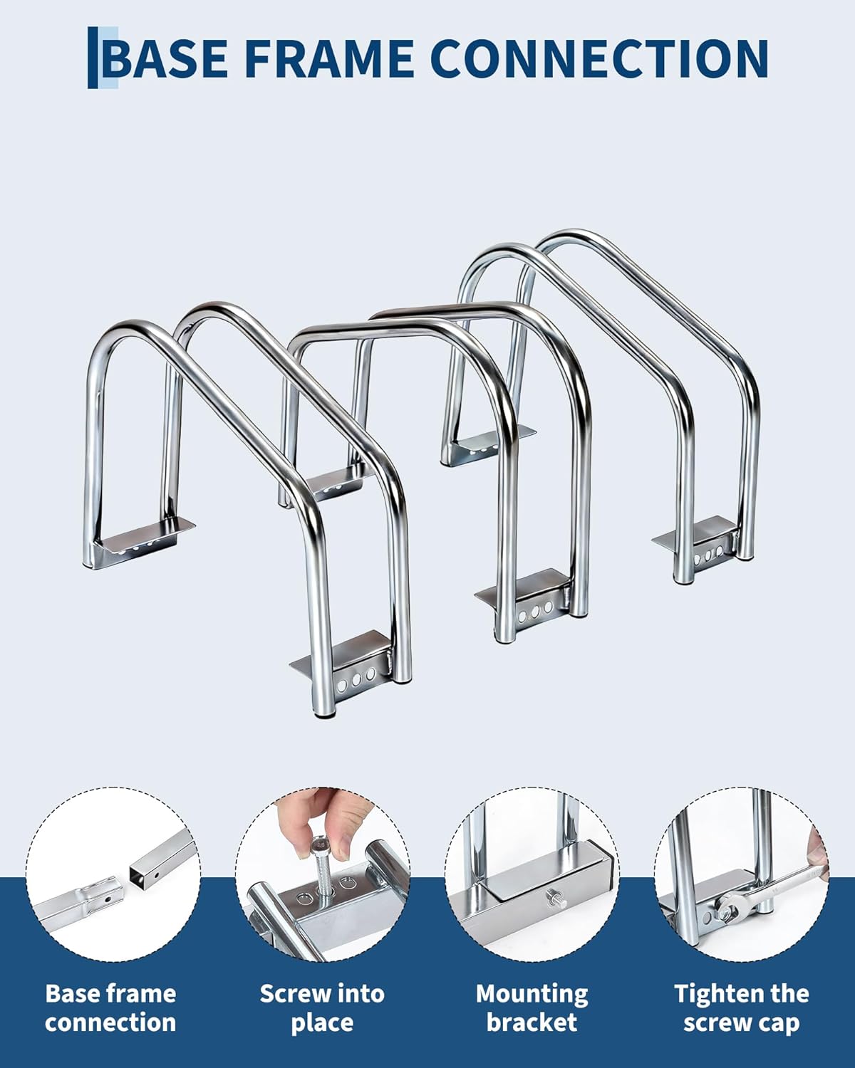 Bike Floor Stand, 3 Bike Parking Rack, Garage Bike Storage Stand, Fits 22-28" Wheels Up to 2.2" Tire, Heavy Duty for Mountain & Road Bikes