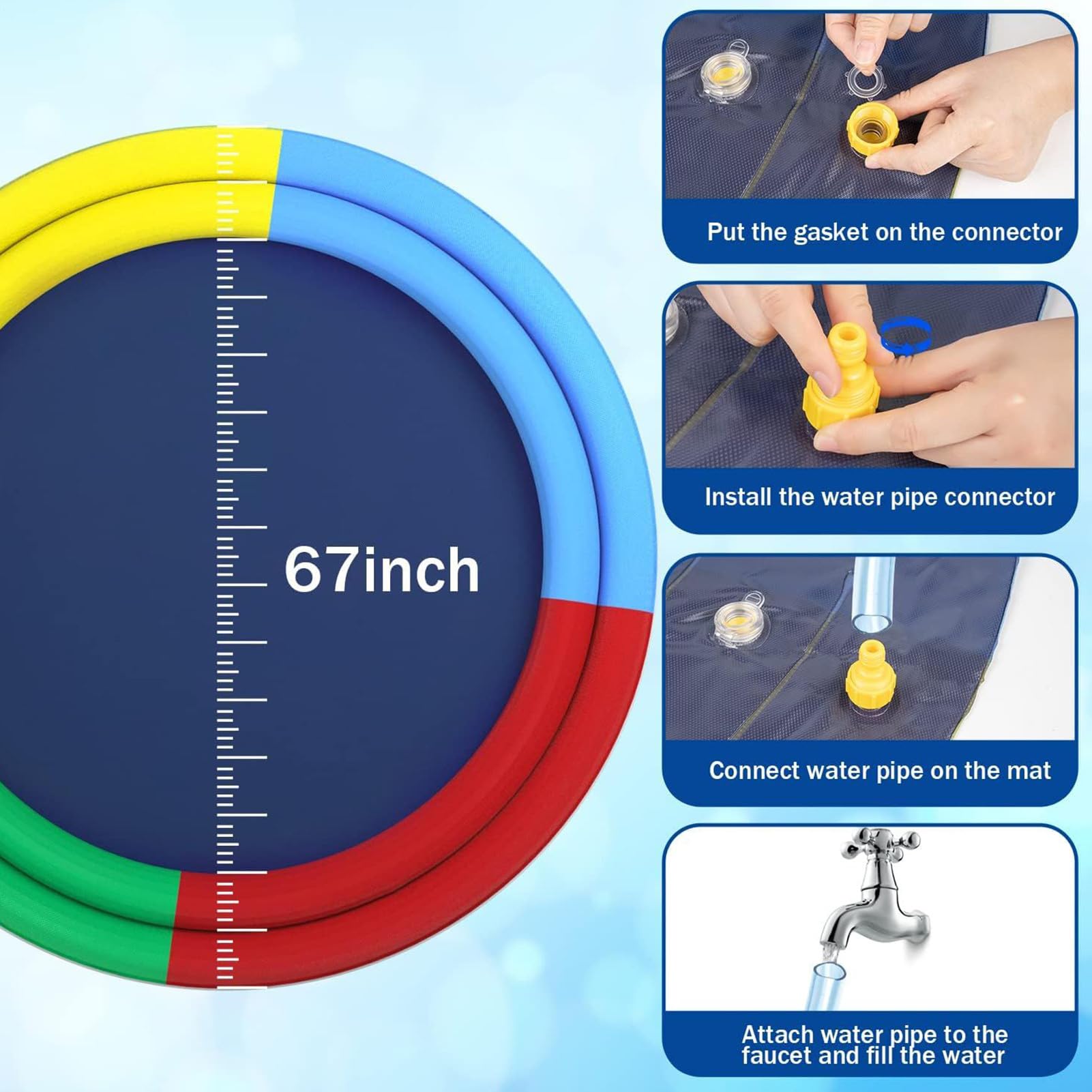 Splash Pad pour 170 cm Pliable Antidérapant Portable Jouet Piscine Pour