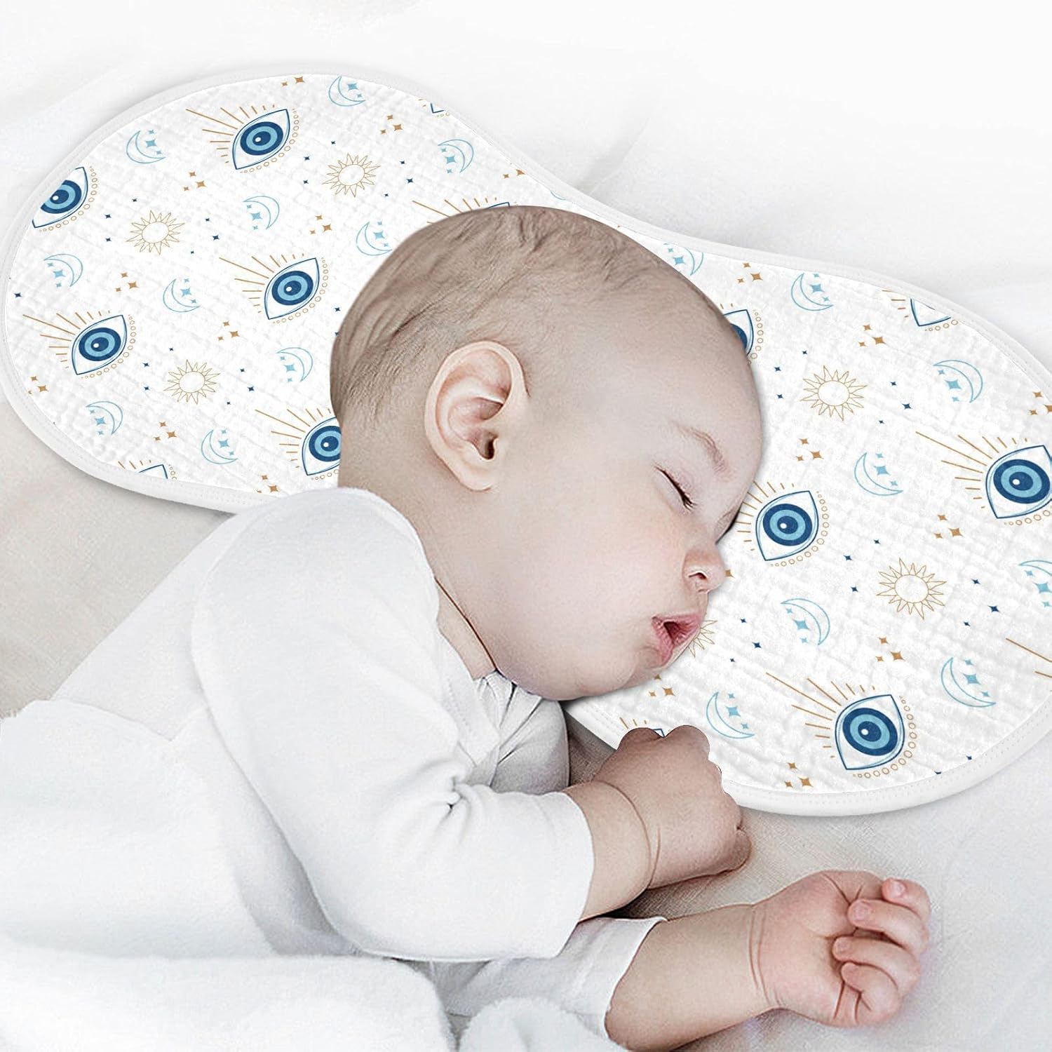 Kigai Magic Evil Eye Muslin Baby Burp Cloths - Super Absorbent and Soft Burping Rags - Cotton Burp Clothes Set for Boys and Girls, 2 Pack