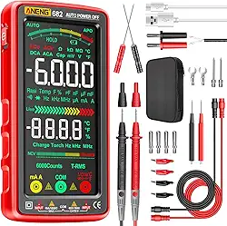 ANENG Multímetro Testador Colorido LCD TRMS Auto-Ranging 6000 Contagens Recarregável VoltíMetro Medidor Mede Corrente AC/DC,NCV,Tensão,Ohm,Amp,Resistência,Diodos,Contagem, Capacitância,Temperatura