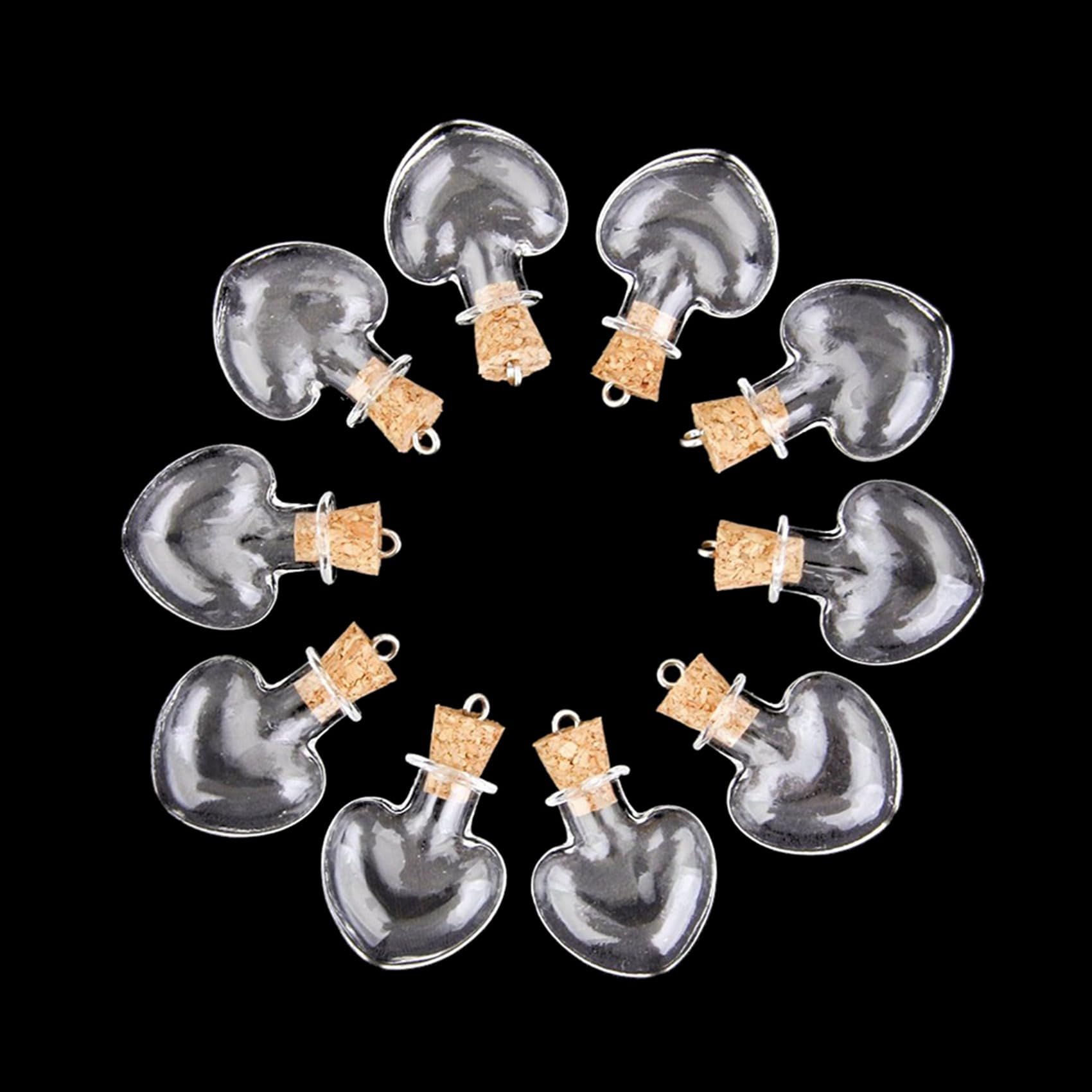 40Pcs Coppa di Vetro Bottiglia di Vetro Ampolle Ciondoli Bottiglia di Lana A Forma di Cuore
