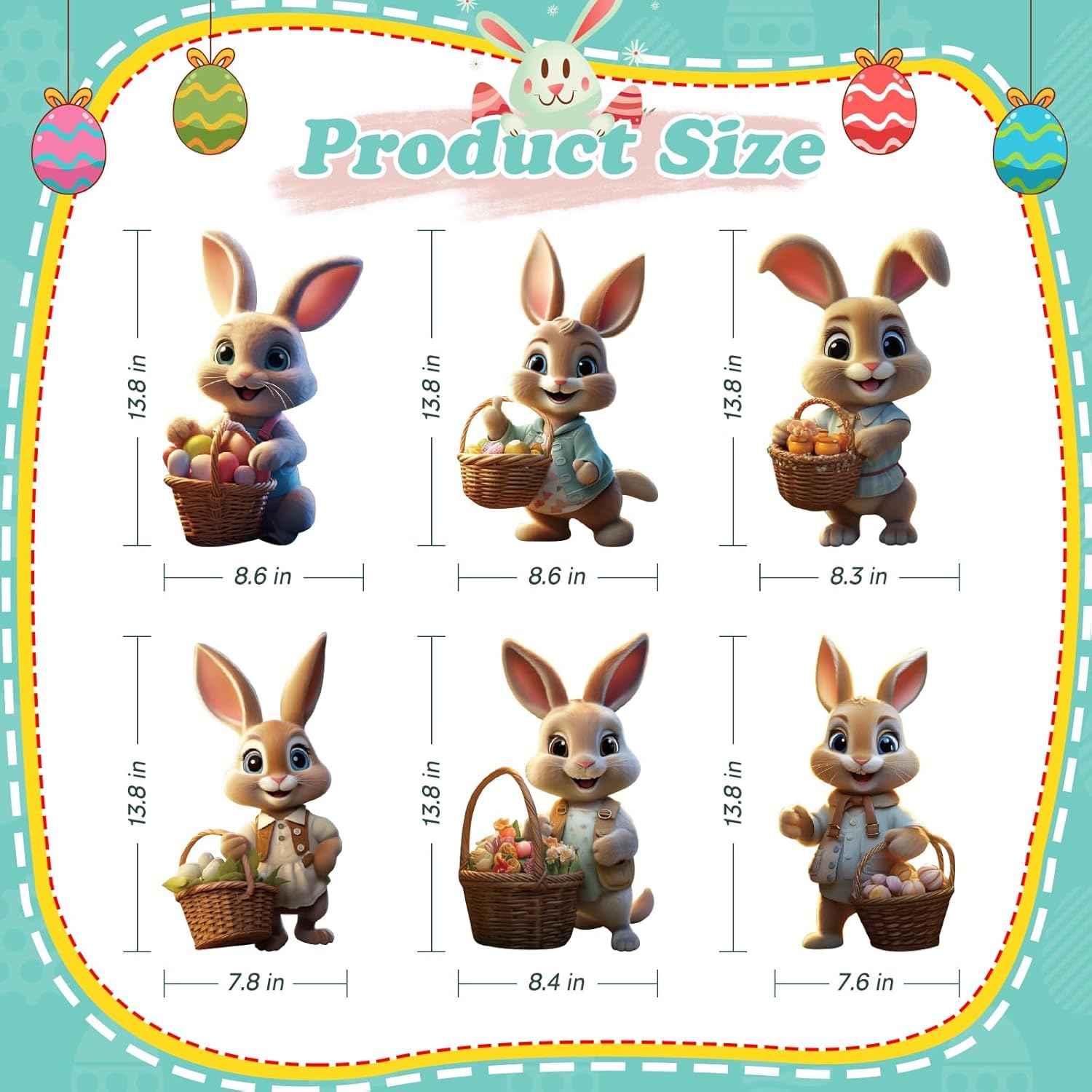 Señal decorativa de conejos de Pascua para jardín, carteles publicitarios 2D de Pascua, estacas para huevos de Pascua, letrero de granja para decoración de jardín, gran decoración de Pascua al aire