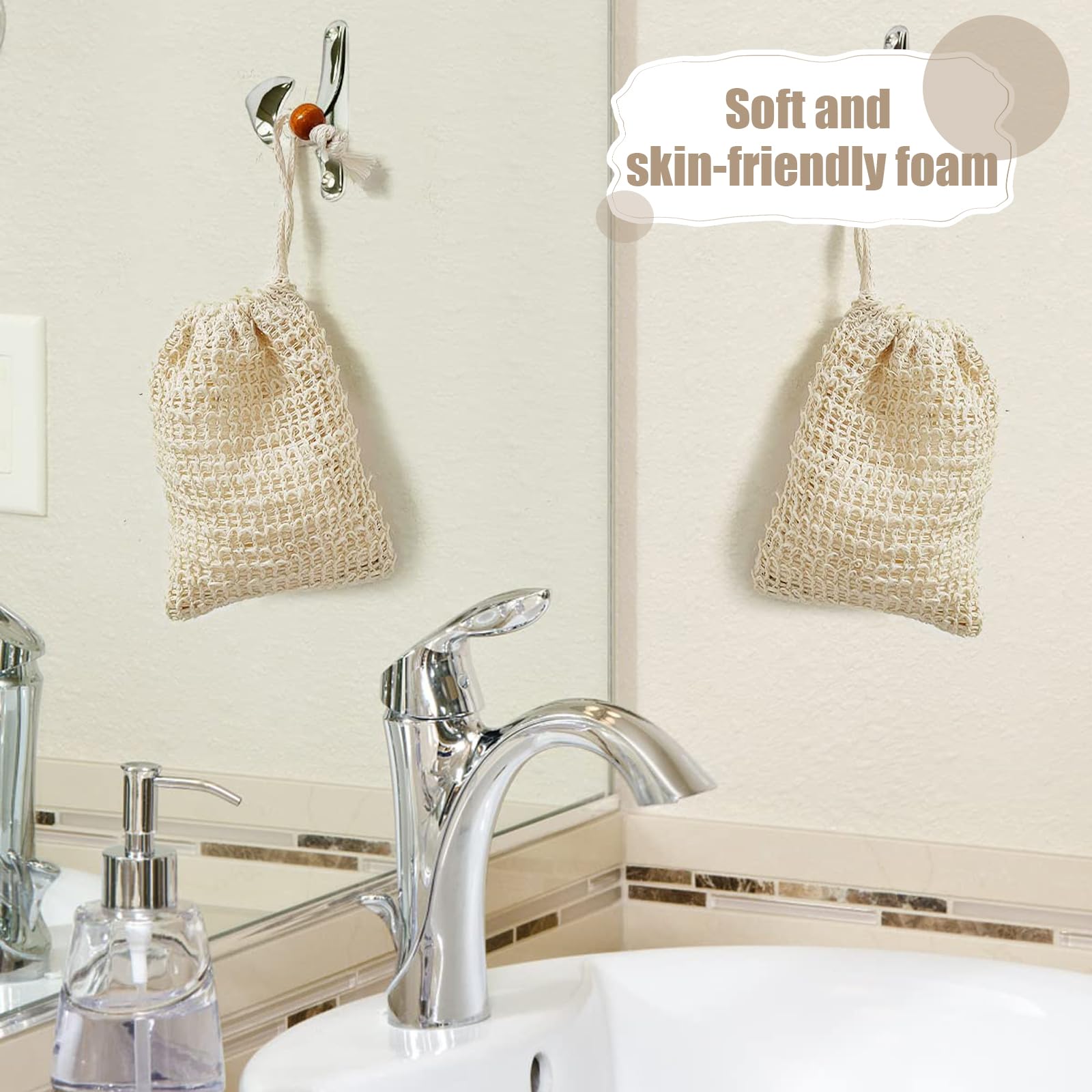 12 Pièces Pochettes à Savon Sisal Filet Savon Exfoliant Travel Soap Bag Mousse Avec Fermeture Cordon Coton Reutilisable Lavable Filet Douche Suspendre Pour Nettoyage Visage Et Bain