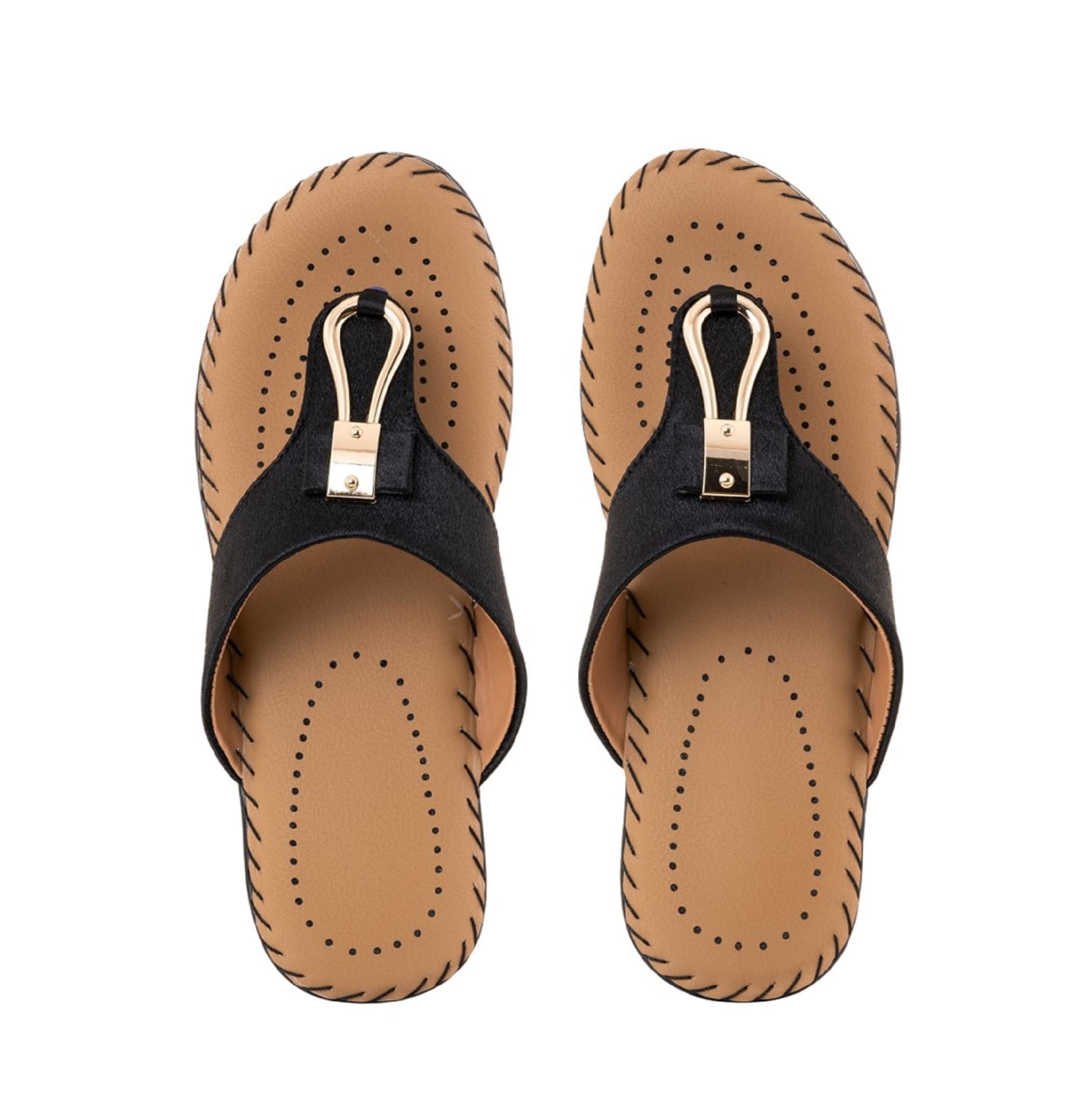 CITAALI Dr Sole Orthopedic Diabetic Cushion Sandals for Women Stylish Chappal Black Slippers (S-8) (B0BK4KVWTW) Amazon Price History, Amazon Price Tracker