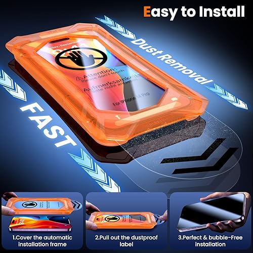 Miniatura 2 de UniqueMe Protector de pantalla para iPhone 14 Pro – [Grado militar inastillable y dureza 9H+] Protector de pantalla 14 Pro vidrio templado