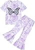 CARETOO Girls Summer Outfit Poster Girl Matching Sister 2pcs Sets Printed t-Shirt + Flare Leg Pants For 3-10 Years