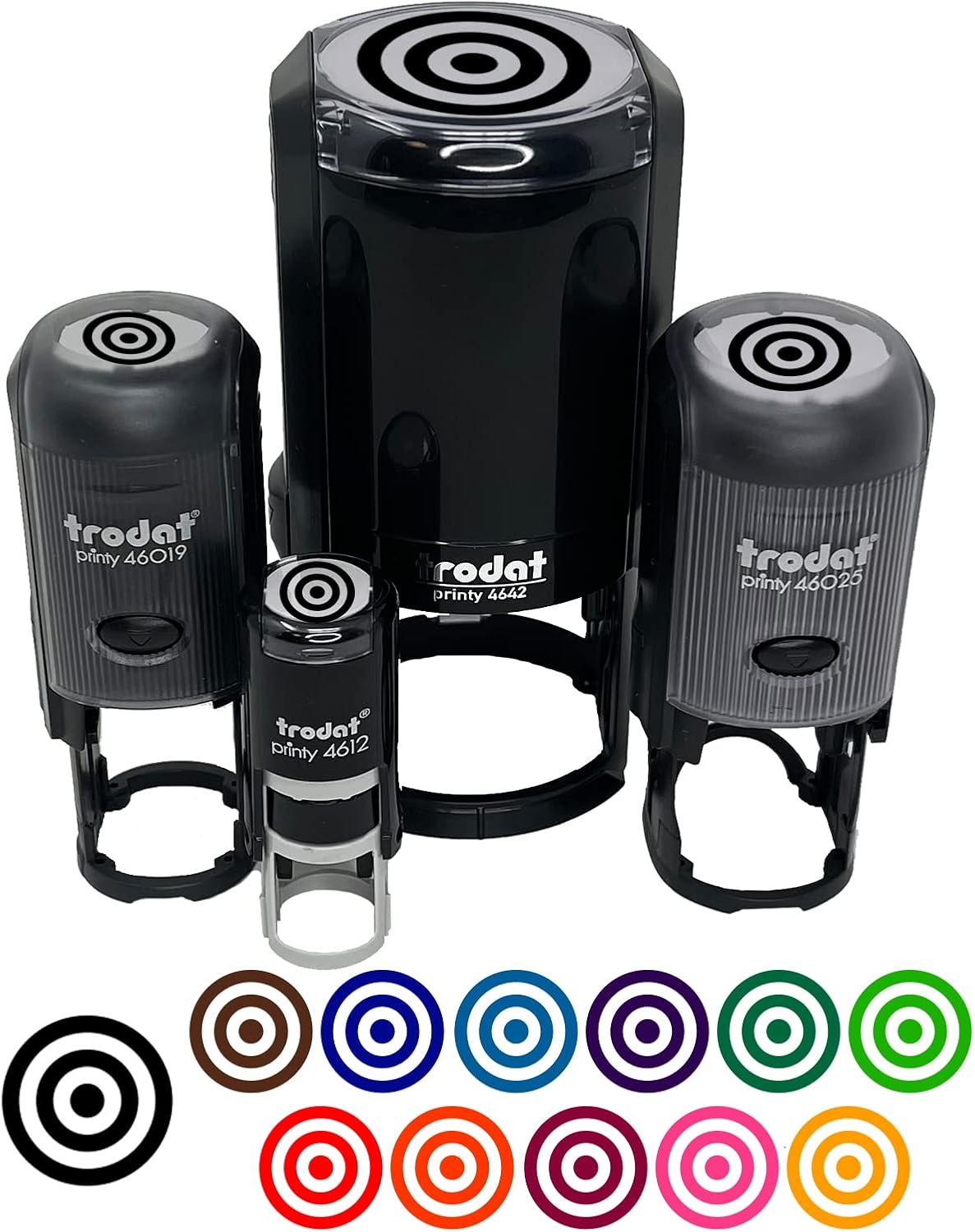 Bullseye Target Self-Inking Rubber Stamp Ink Stamper for Stamping Crafting Planners - 1-1/2 Inch Large - Black Ink