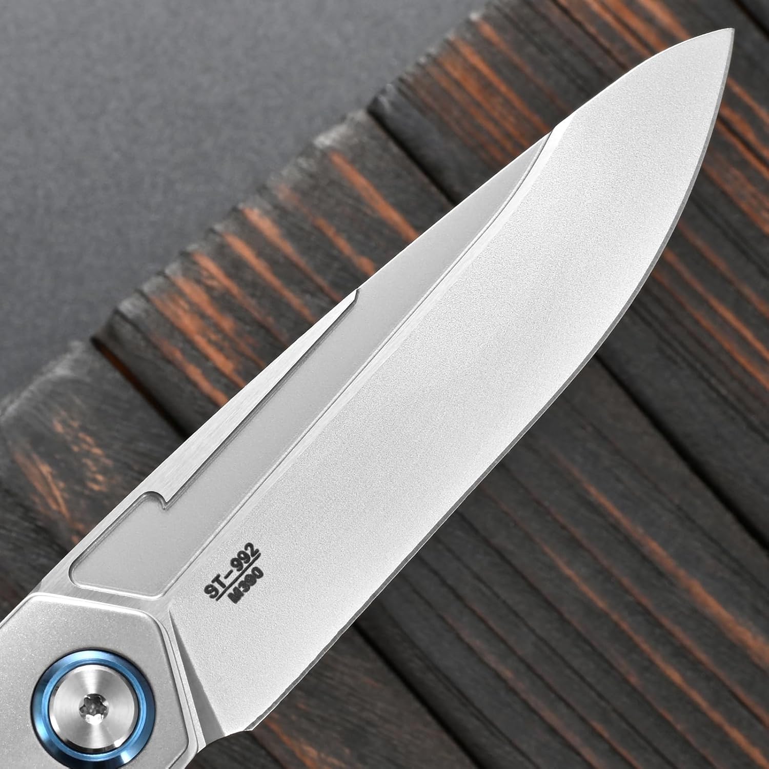 Sitivien ST992 Folding Pocket Knife,Handmade M390 Pearlescent Brushed Steel Blade,Titanium Carbon Fiber Handle EDC Tool Knife for Outdoor Camping,Hiking,Survival,Hunting(Gray)