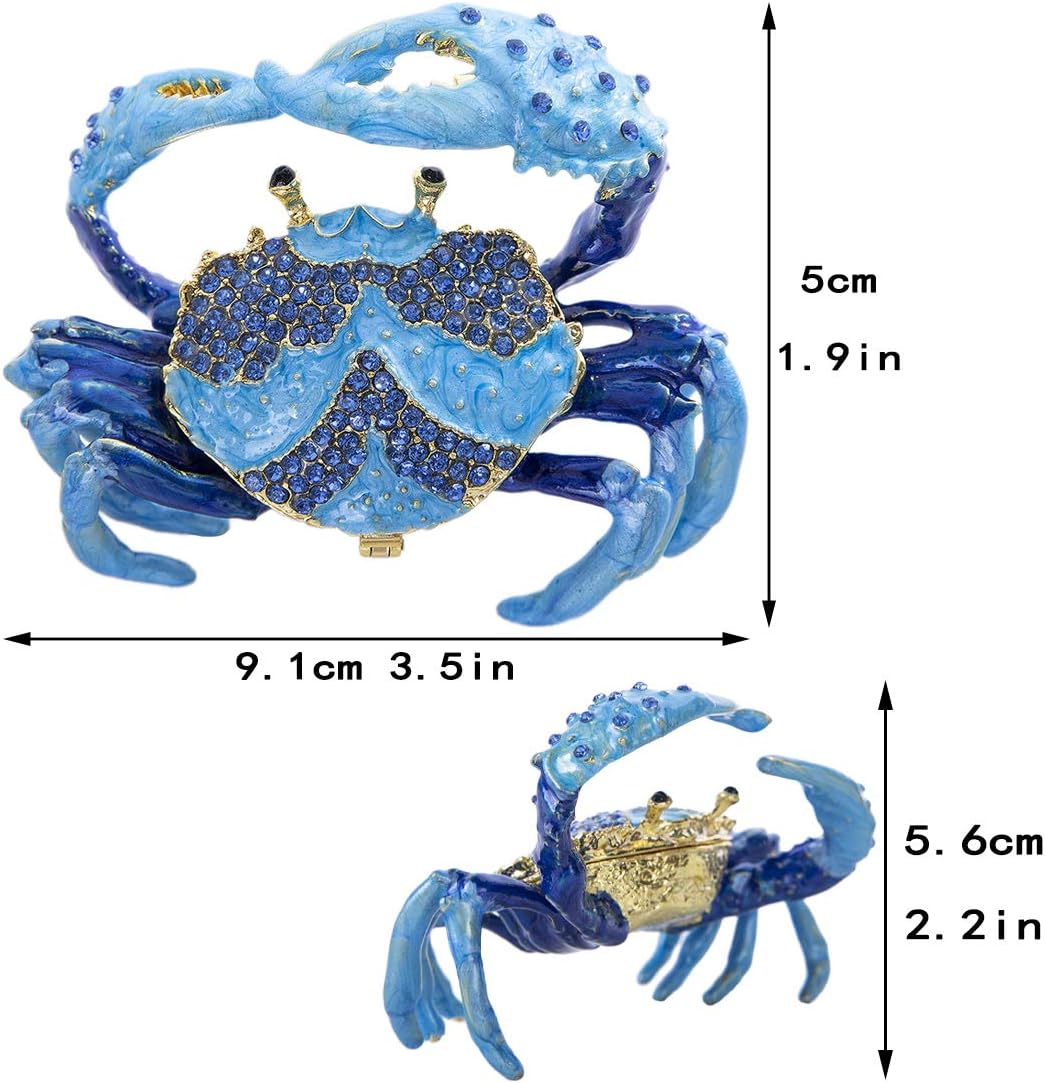 YU FENG Crab Jewelry Trinket Boxes Hinged Animal Jeweled Trinket Box Decorative Crab Collectible Figurine - Image 2