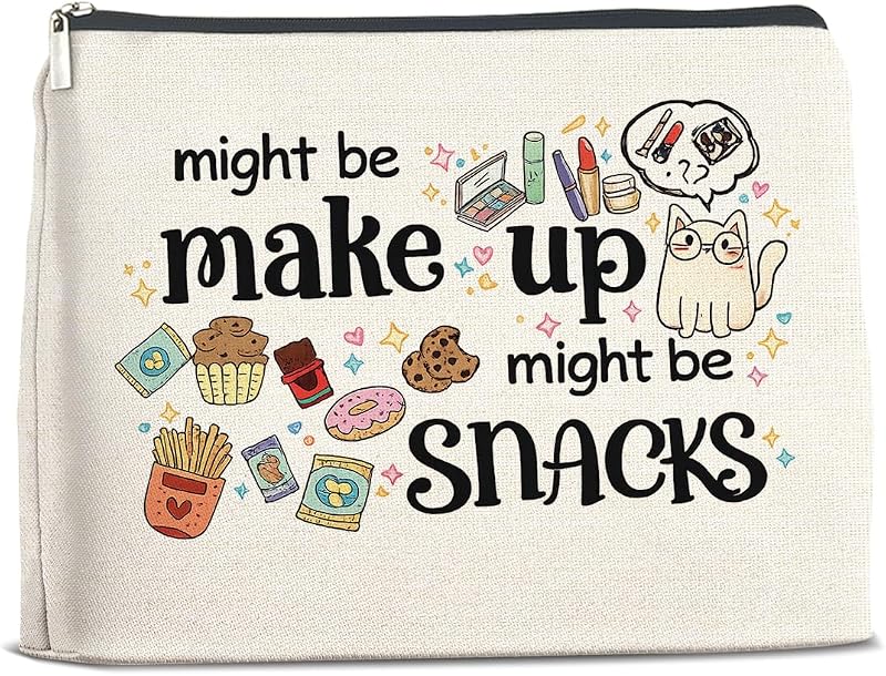 Necessaire YeleY para maquiagem com estampa de snacks, 1 unidade