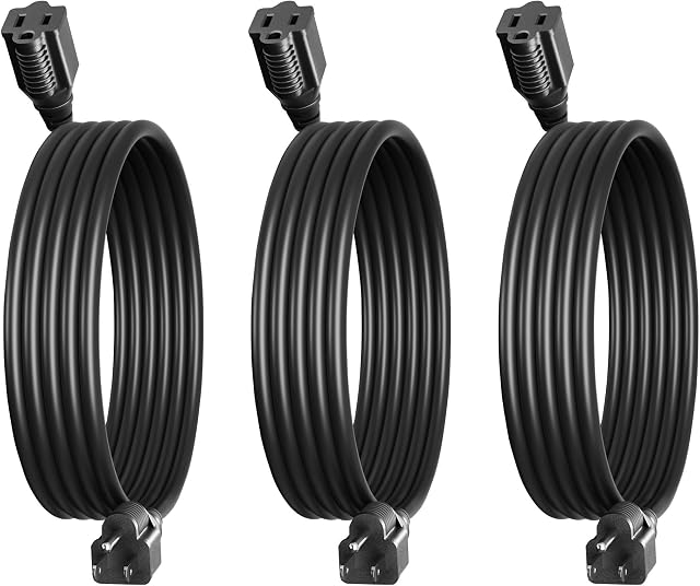 DEWENWILS Cord d'extension intérieur 6ft, 3 Câble d'extension étanche pour lumières et appareils d'intérieur, 16/3 SJTW, Noir, UL Inscrit
