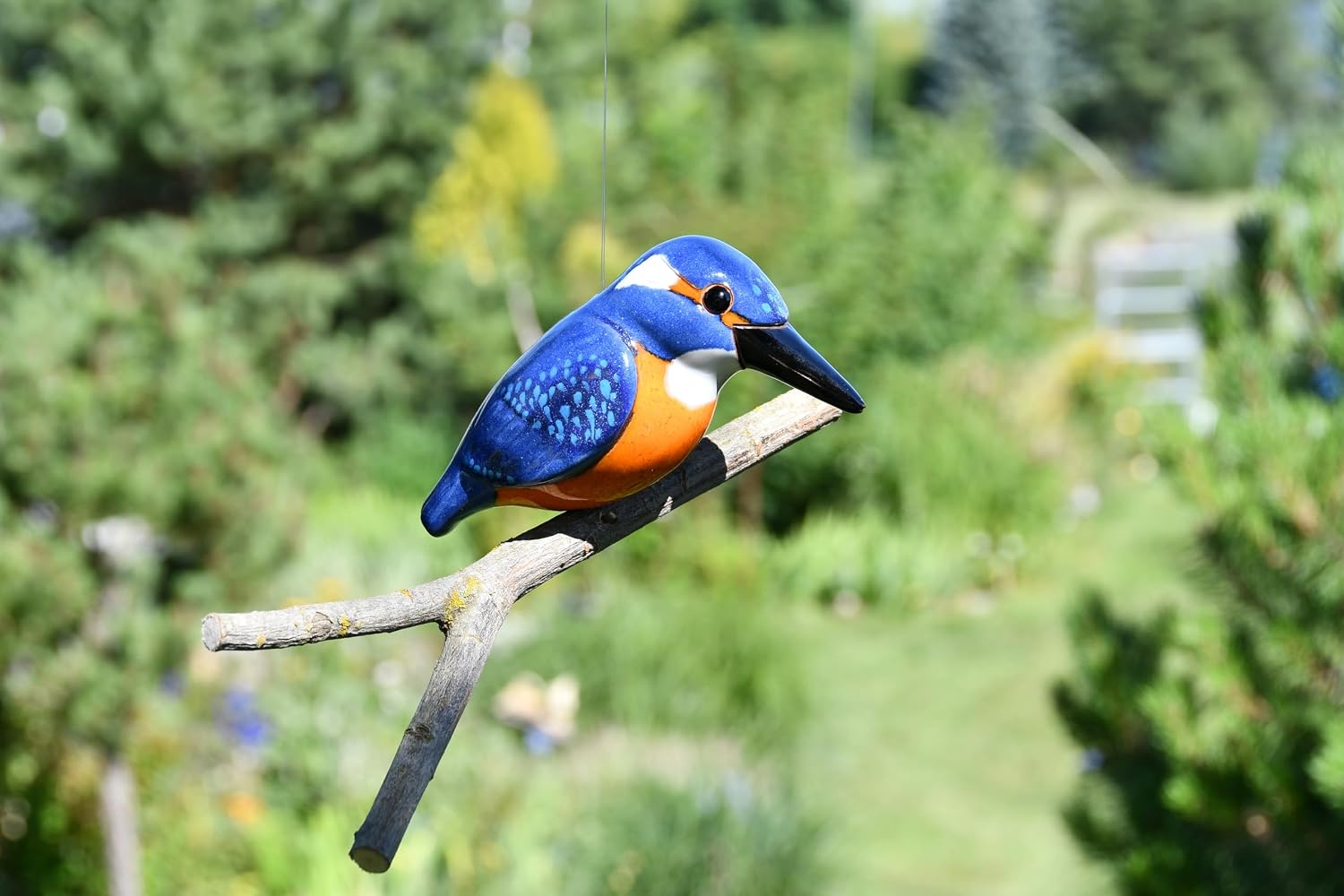 Ceramic Garden Decor - Kingfisher Lawn Stake - Outdoor Statue - Perfect, Unique Gifts for Gardeners Woman, Men, Yard Gifts - Handmade, Frostproof, GK601-1