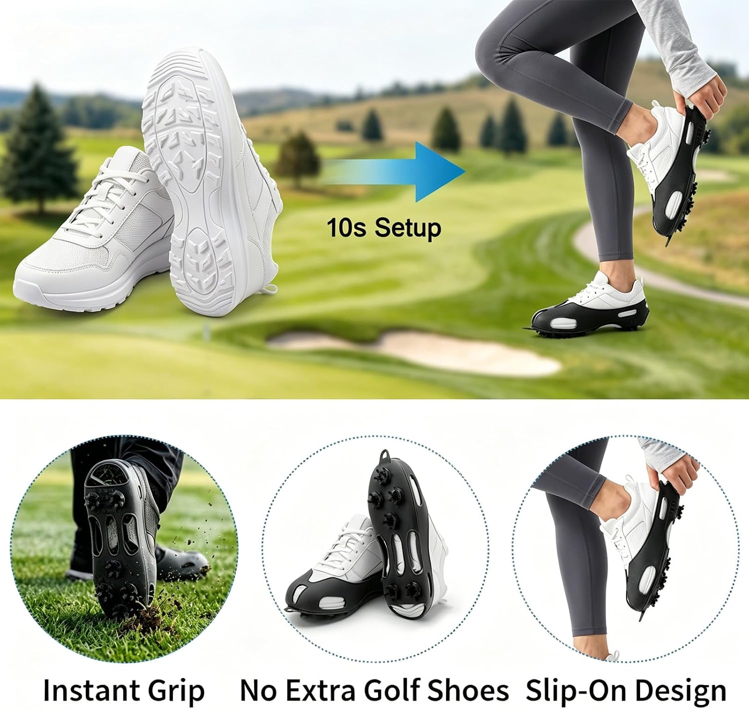 Golf Spikes Traction Cover, Turn Any Shoes to Golf Shoes Men Women, Portable Golf Cleats Compatible with Flat Rubber Sole Shoes, Fun Gift Soft Spikes for Beginners image 4
