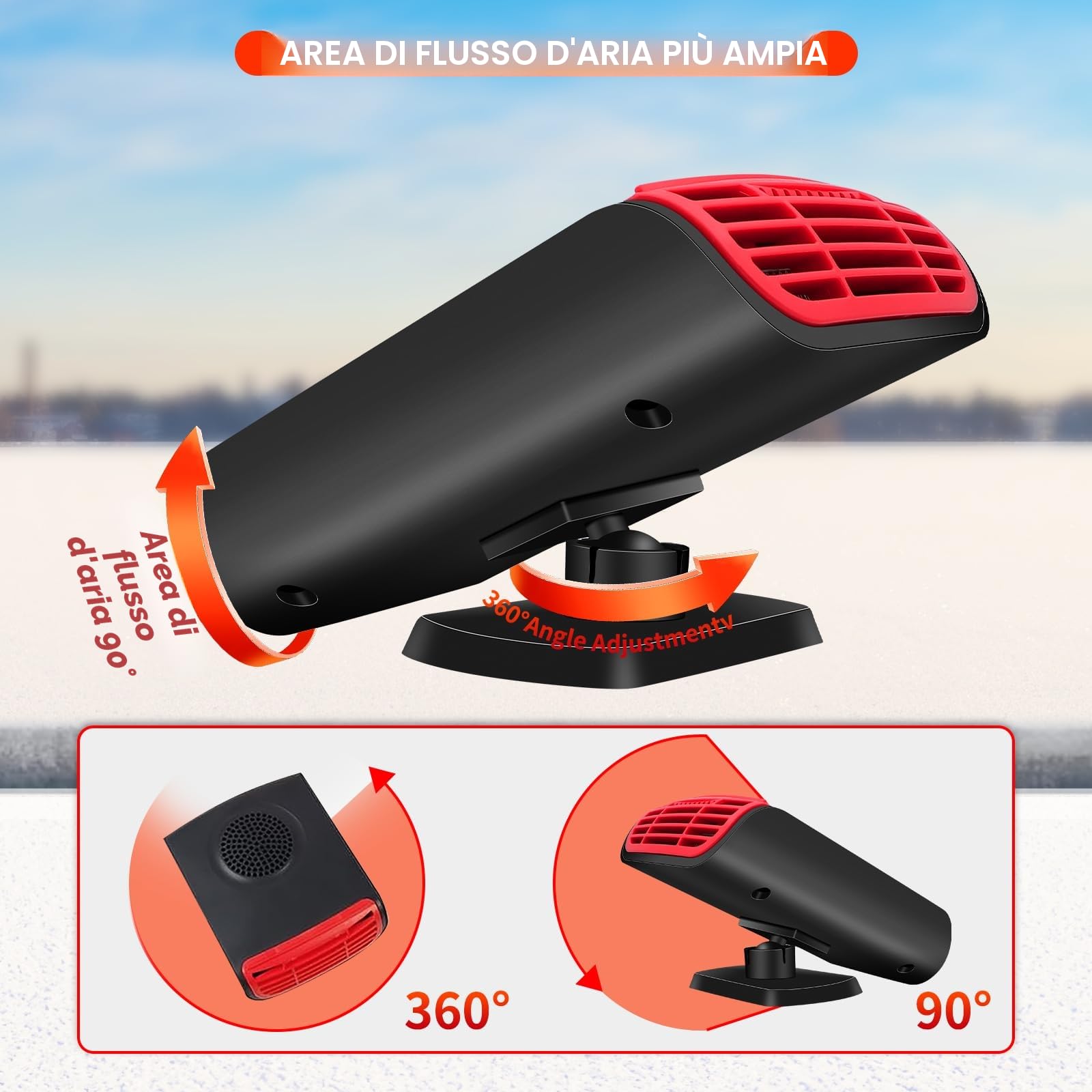 KAOLALI Riscaldatore per Auto 12V, Portatile 150W Stufetta per Auto, Sbrinatore Parabrezza Auto, 2 in 1 Riscaldamento Auto/Ventola di Raffreddamento con Accendisigari, per Auto, Caravan, Camion