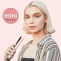 Vista 2 de Terviiix Mini plancha plana para el cabello, temperatura ajustable, tamaño de viaje, placas de cerámica de 1/2 pulgada, doble voltaje, apagado Rosa