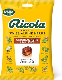Ricola Original Natural Herb Cough Suppressant Throat Drops, 50 Drops, Fights Coughs Naturally, Soothes Throats, Naturally...