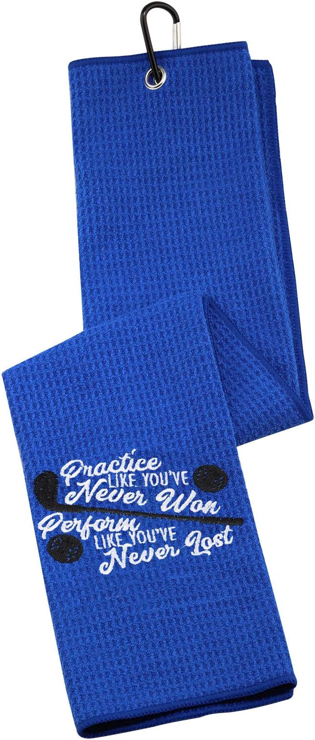 Review Funny Golf Towel Embroidered Golf Towel Gift Practice Like You’ve Never Won Golf Towel with Clip (Practice Like You’ve Never Won)