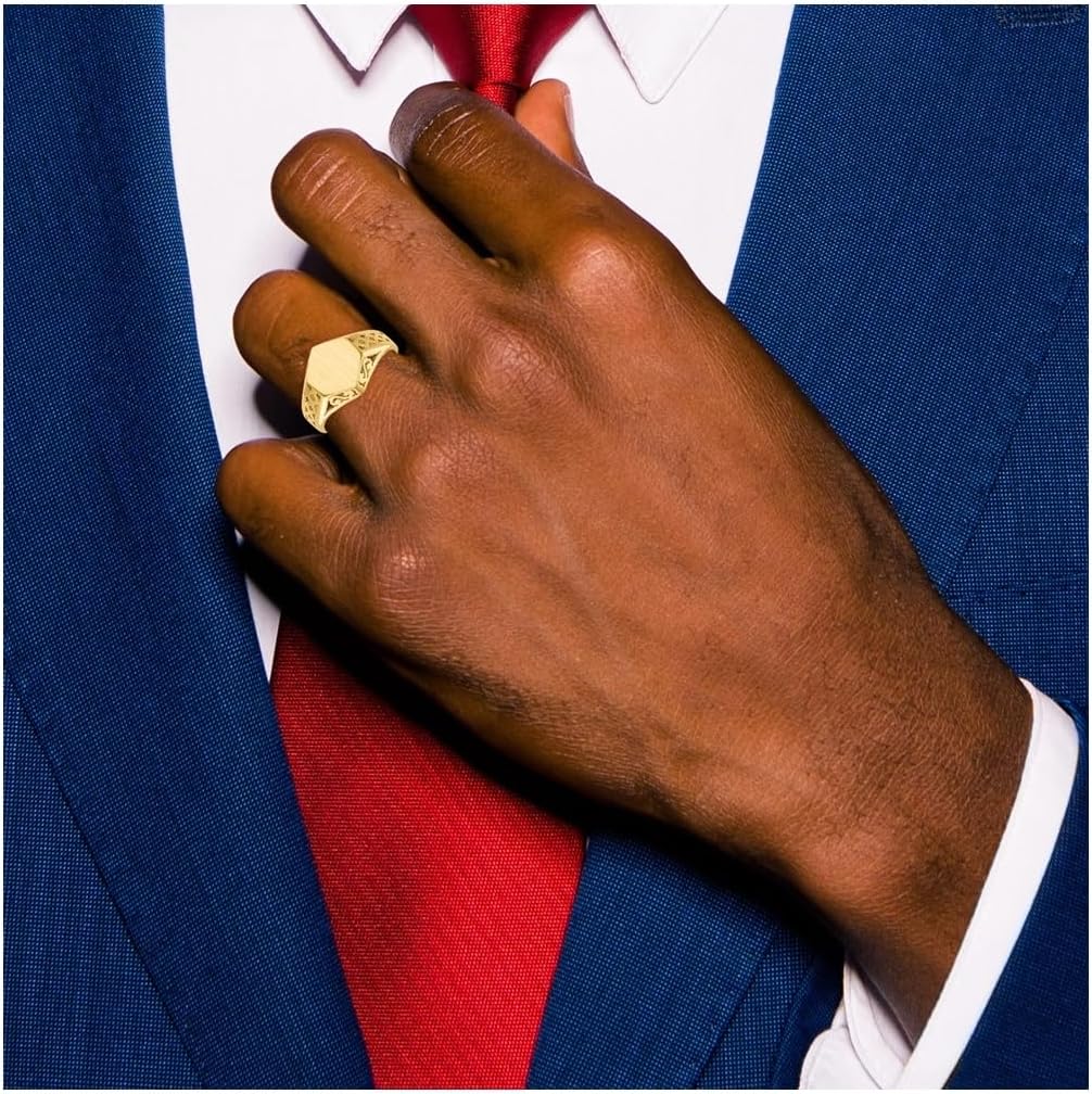 Jewels By Lux 14k Yellow Gold 9.5x8.5mm Open Back Signet Ring - Image 6