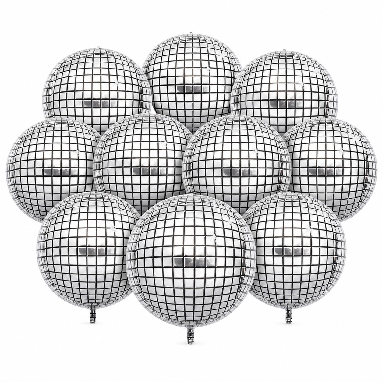 10-Piece 22 Inches Silver Disco Ball Balloons Set for Party Decorations