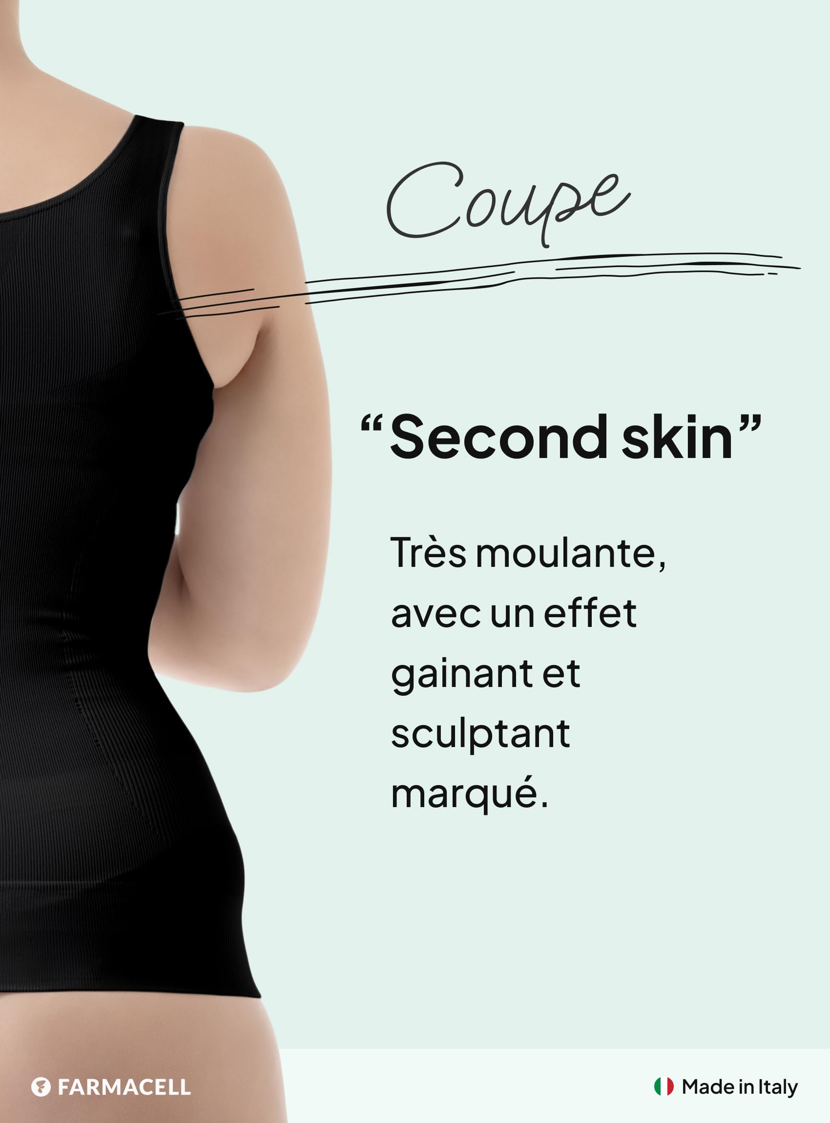 Farmacell Débardeur Gainant Femme à Décolleté Ouvert Effet Ventre Plat, Made in Italy, 606