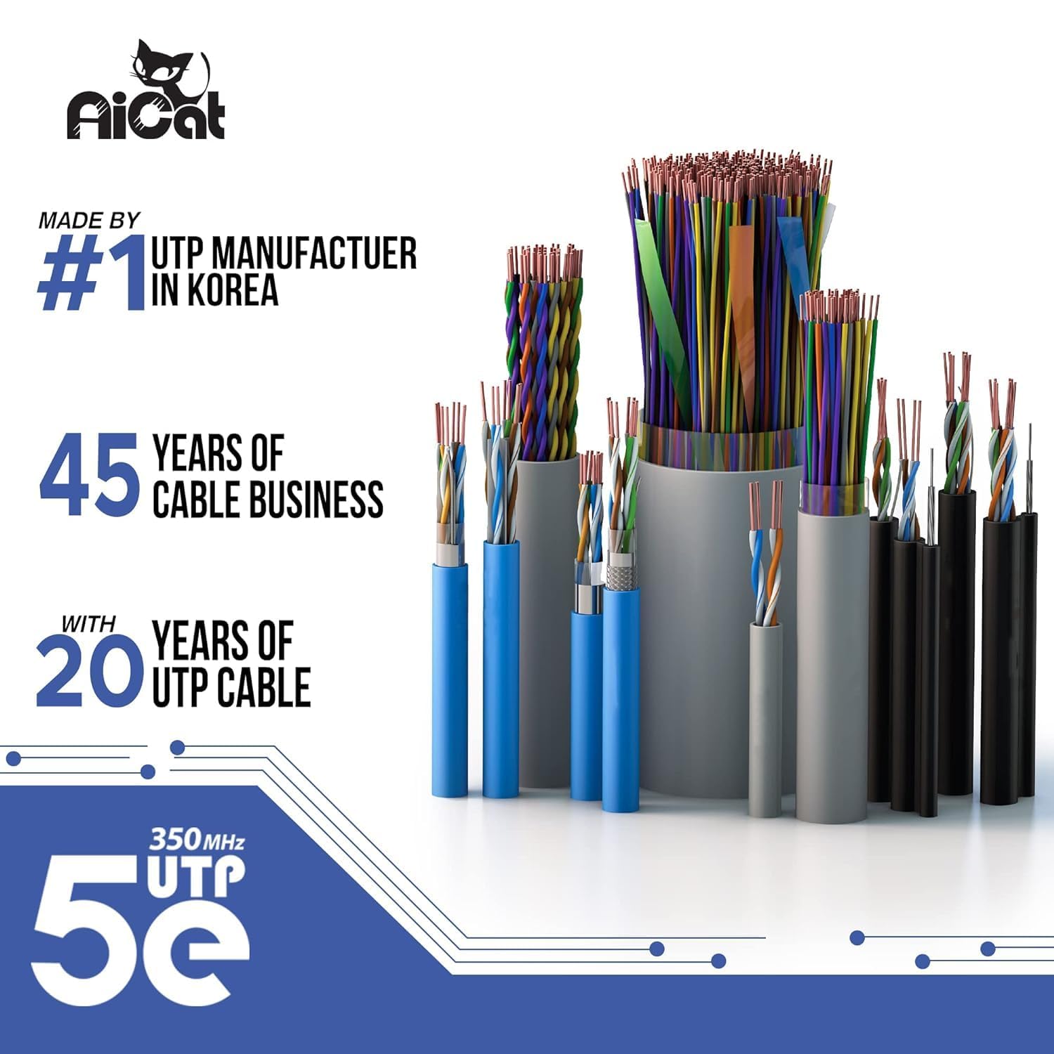 AiCat Cavo Ethernet Cat 5e 30,5 m Riser CMR - Filo di rame nudo solido isolato, cavo PoE++ (4PPoE) Cat5e FastReel, 24 AWG, ETL e UL, velocità 350 MHZ/Gigabit, cavo di rete UTP non schermato, giallo